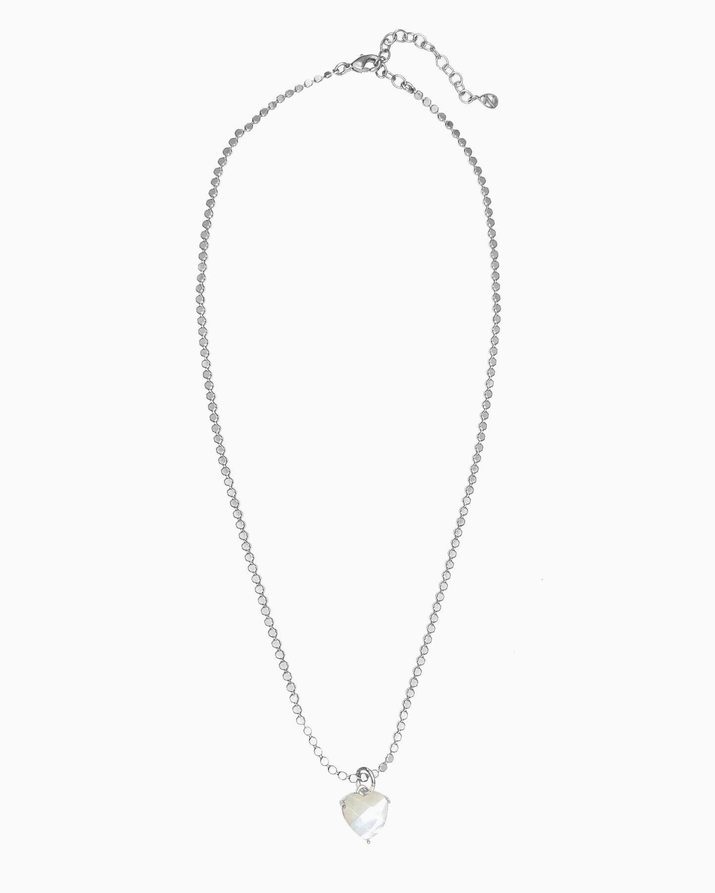 FACETED MOP HEART CHARM NECKLACE