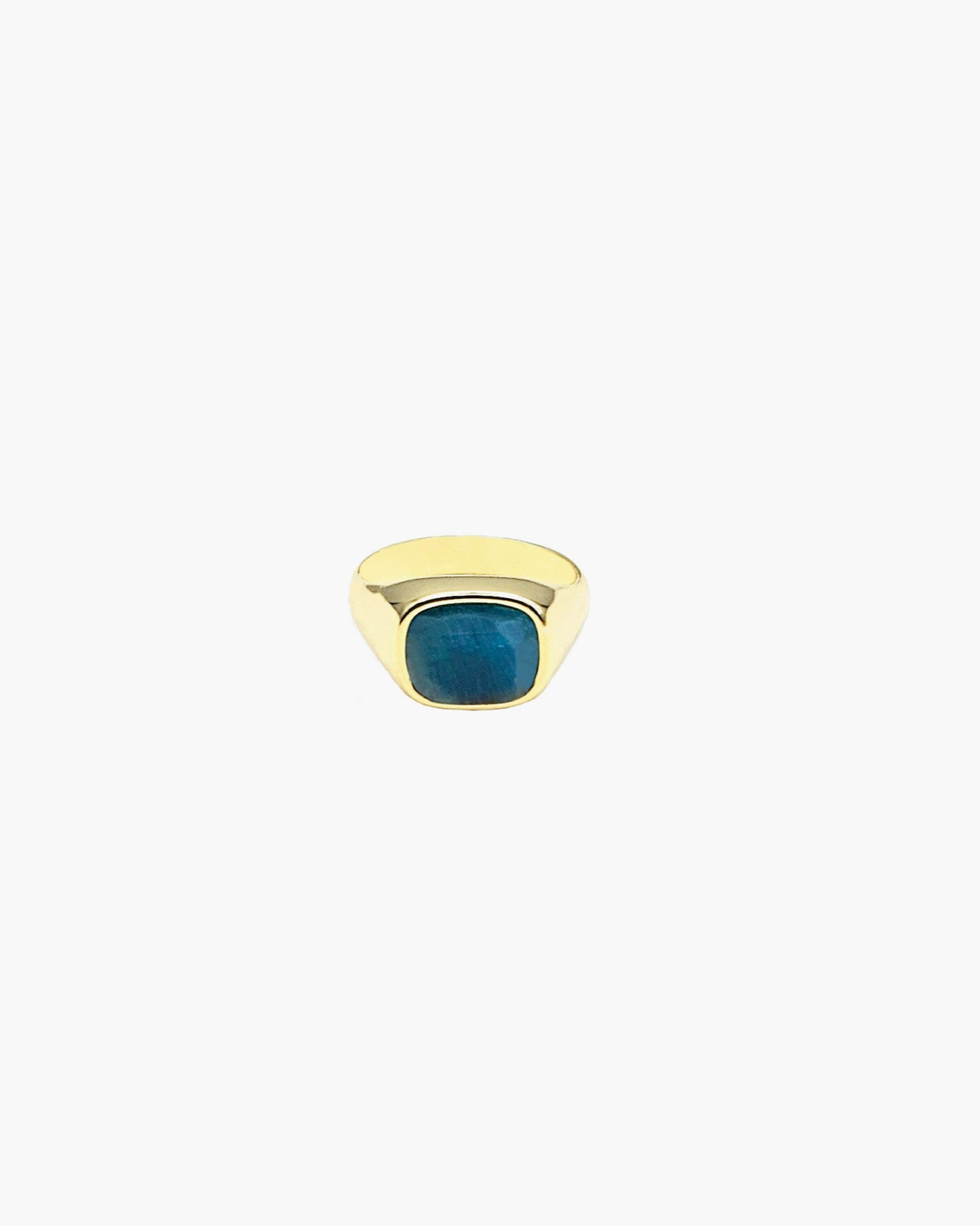 GEMSTONE SIGNET RING-Blue Apatite