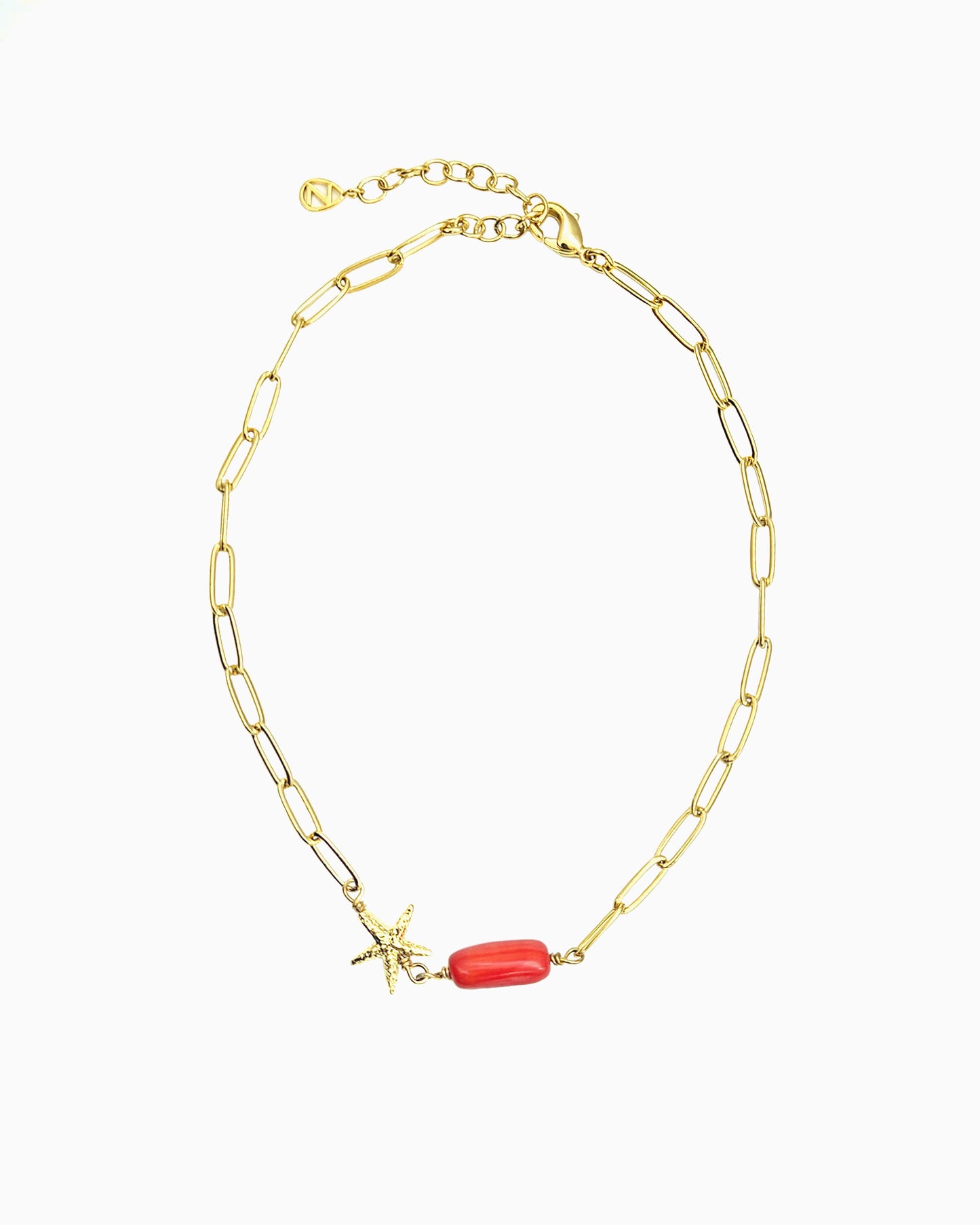 RED CORAL & STARFISH CHARM ANKLET