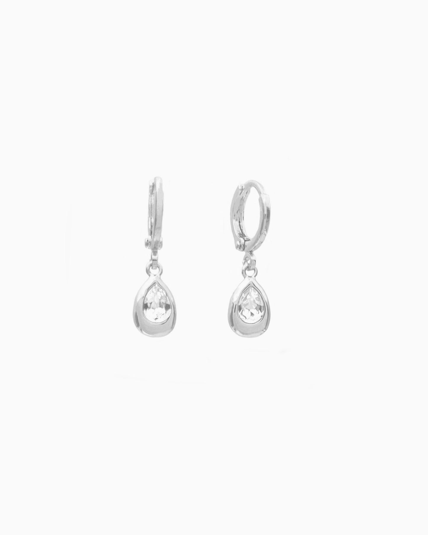 MOLTEN TEARDROP CRYSTAL HUGGIE EARRINGS