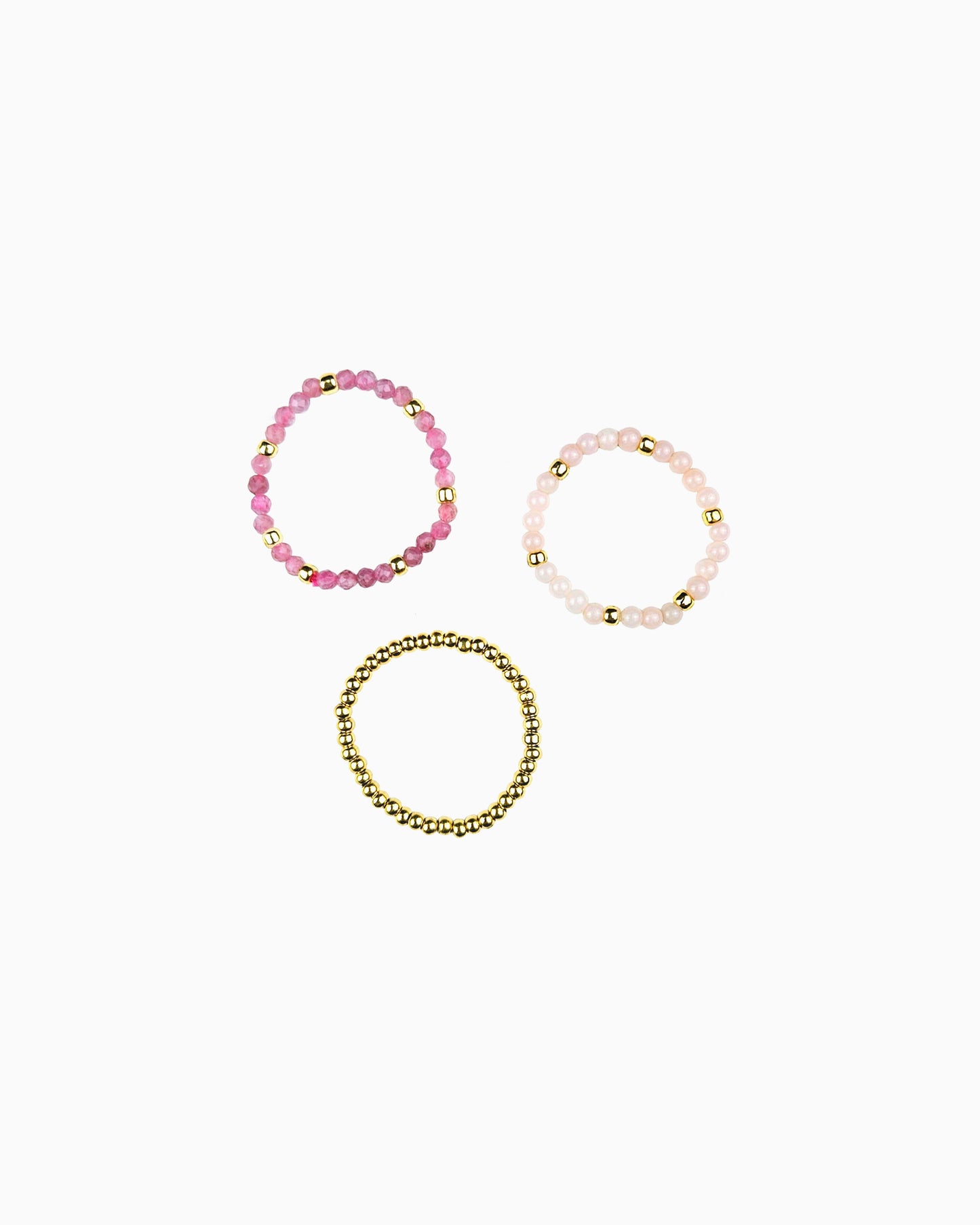 PINK GEMSTONE STRETCH RINGS