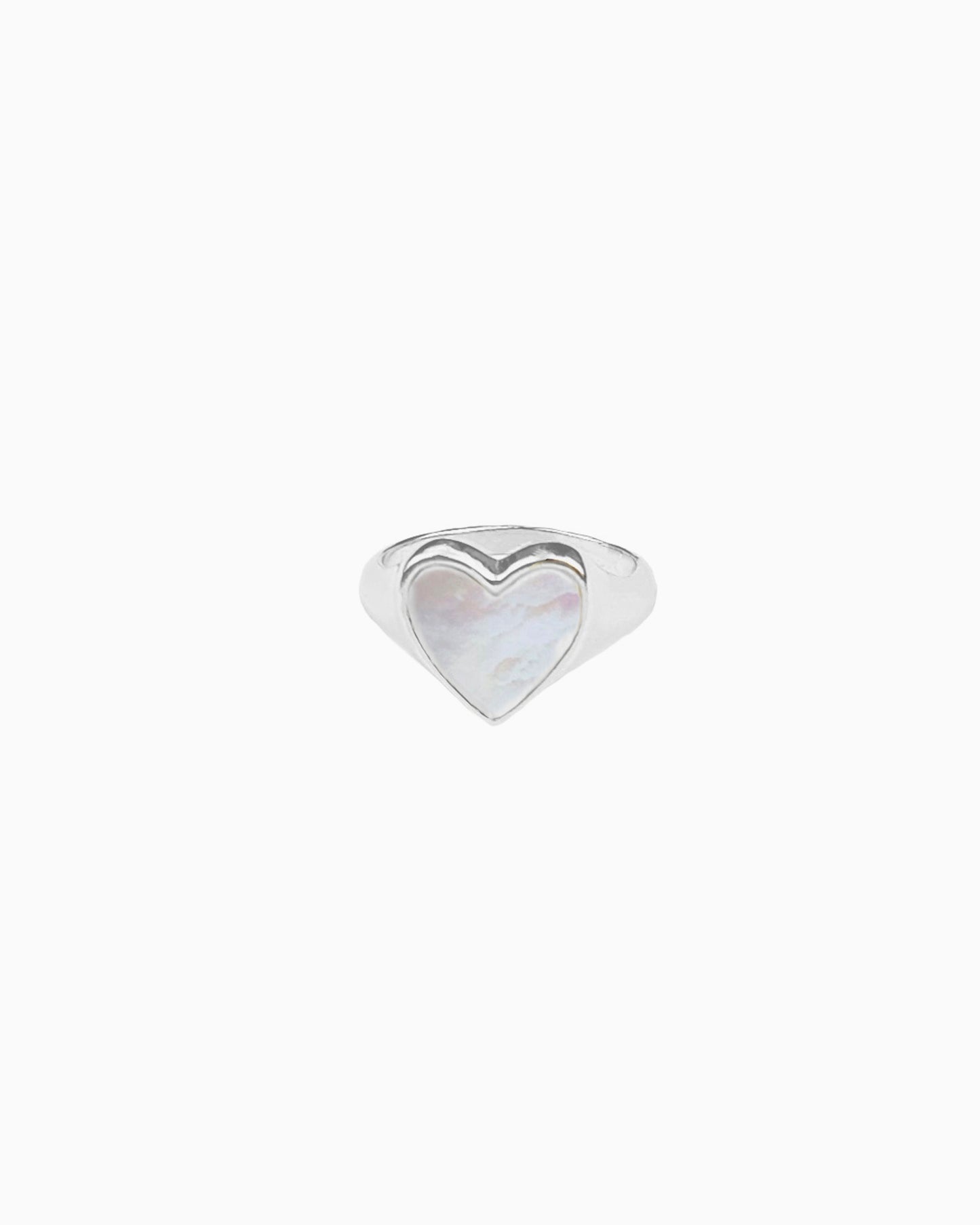 MOP HEART SIGNET RING