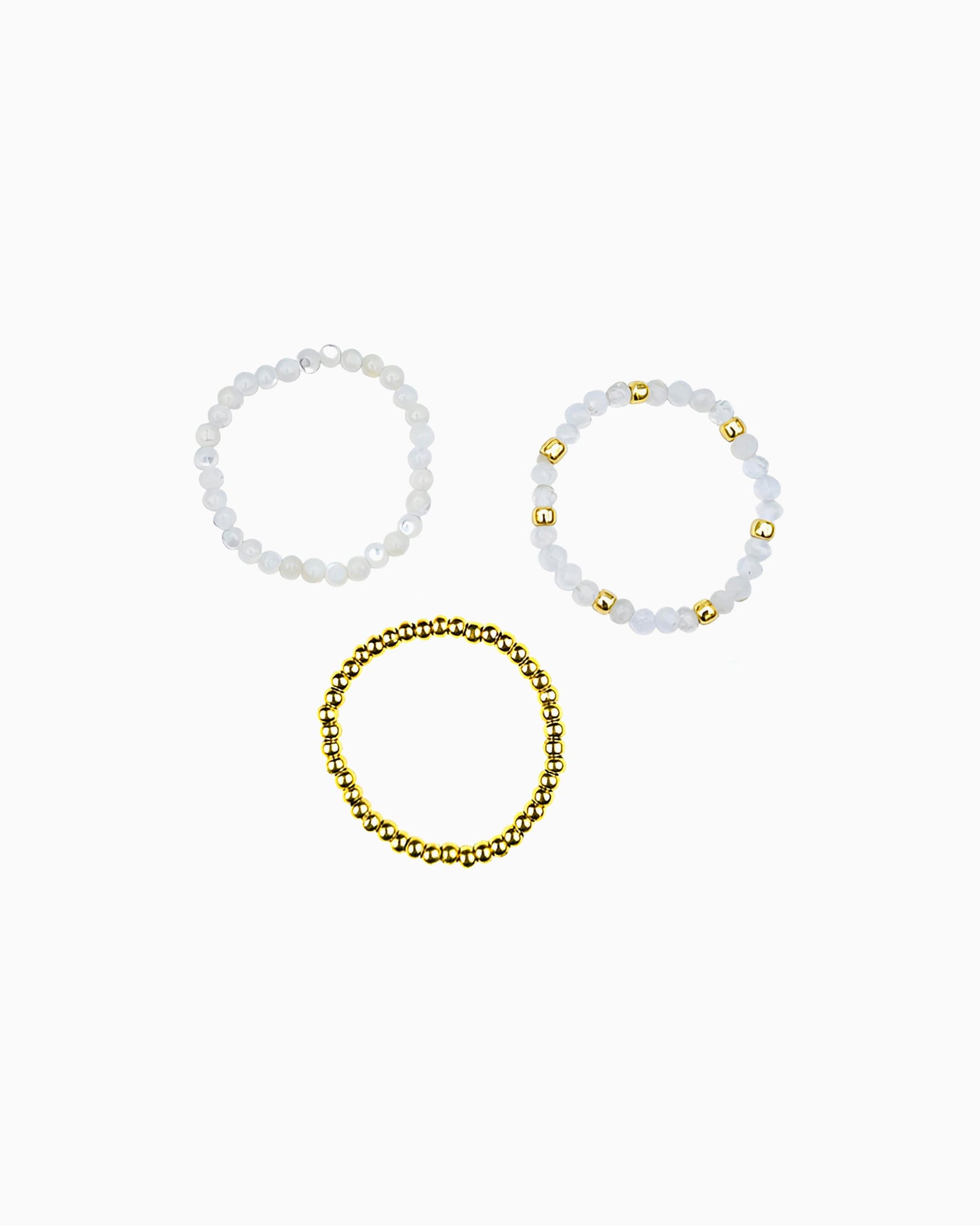 WHITE GEMSTONE STRETCH RINGS