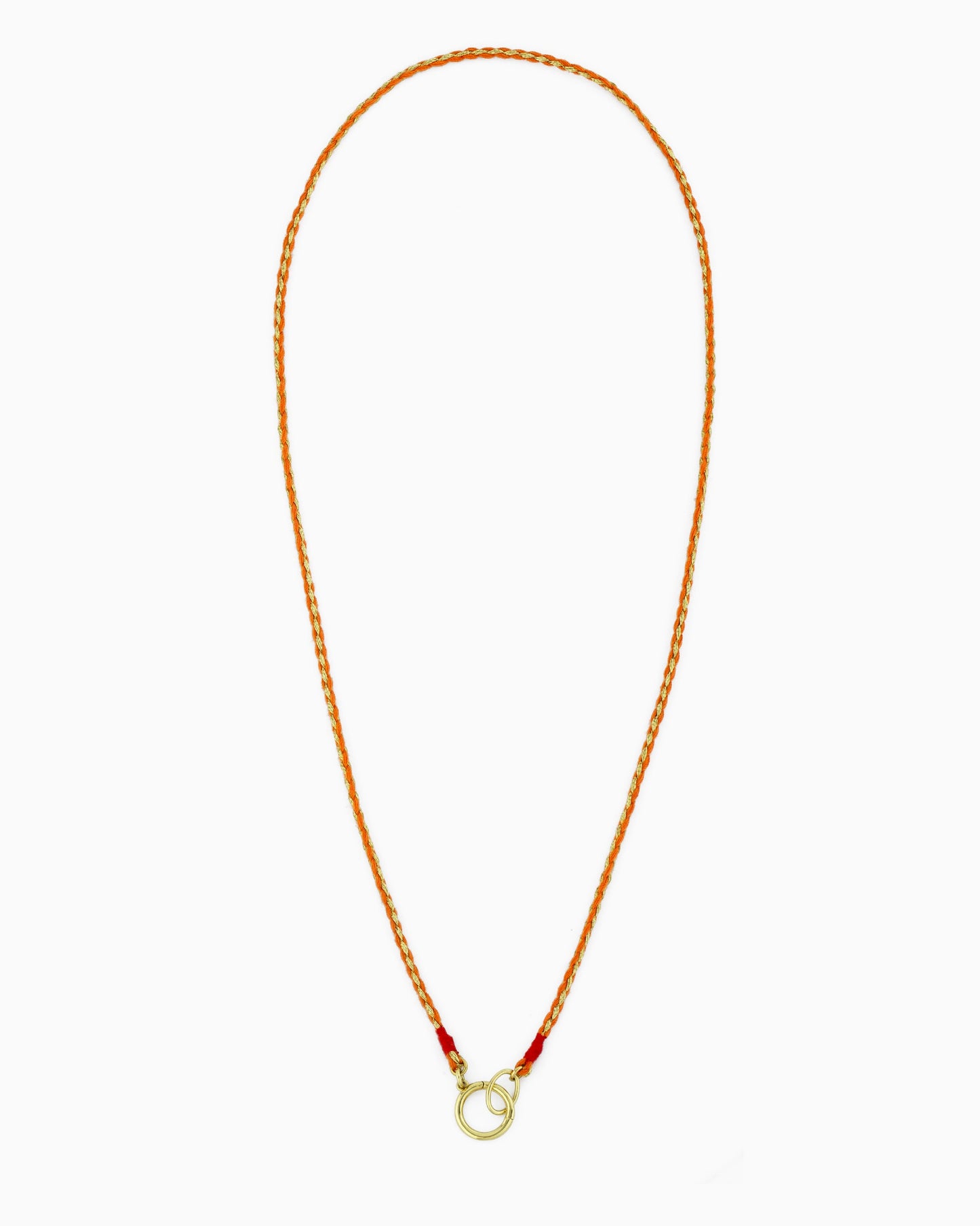 Hand-braided green cord necklace with a gold charm holder ring, designed to be worn alone or personalized with ZoHaYo Clip-On Charms.