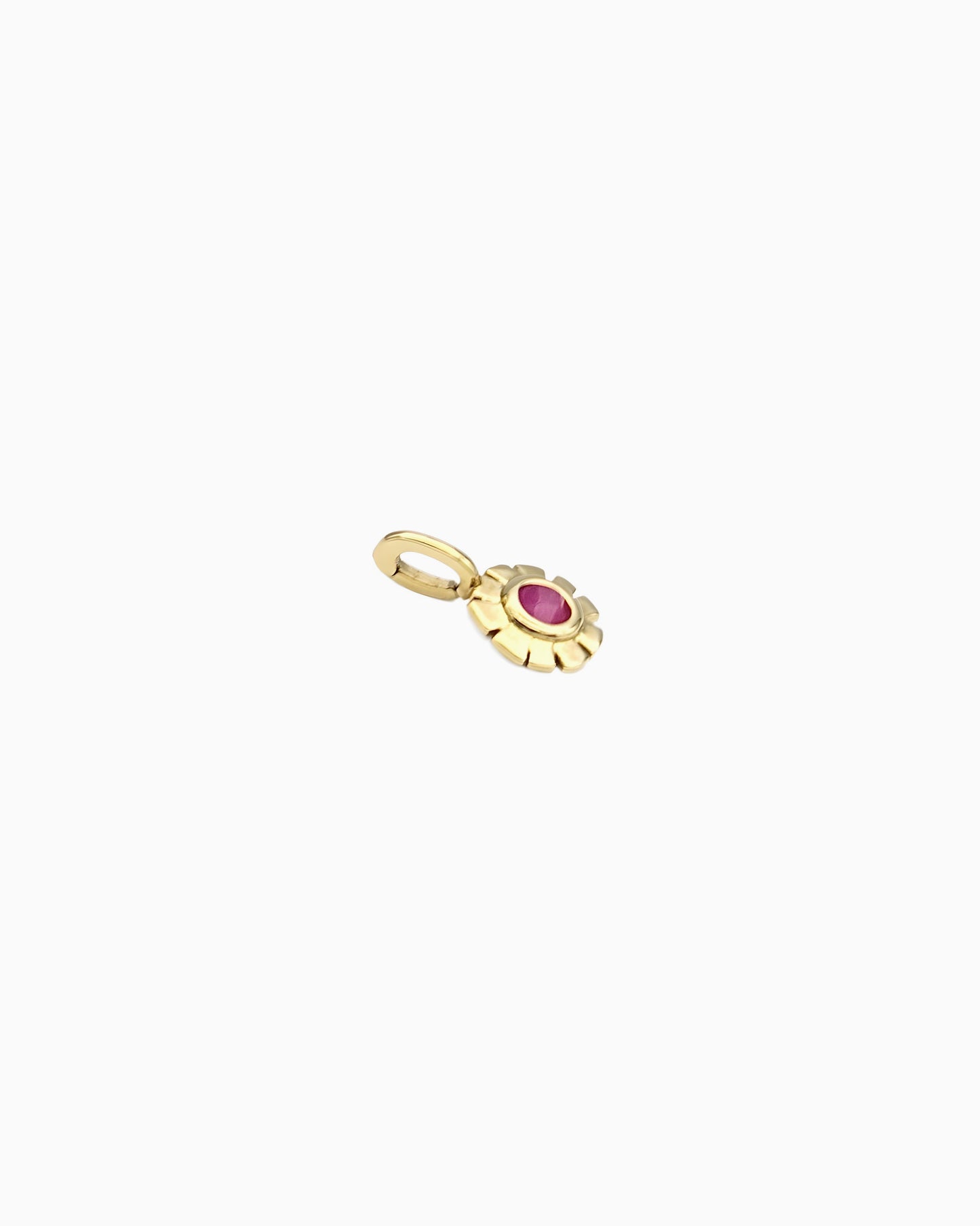 small flower clip-on charm with pink jade center in gold tone