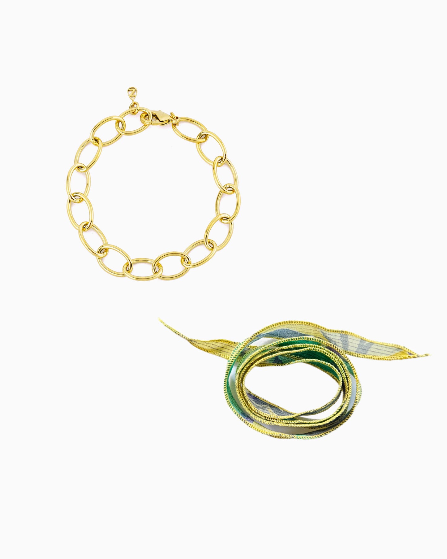 VERDANT SILK RIBBON CHAIN BRACELET