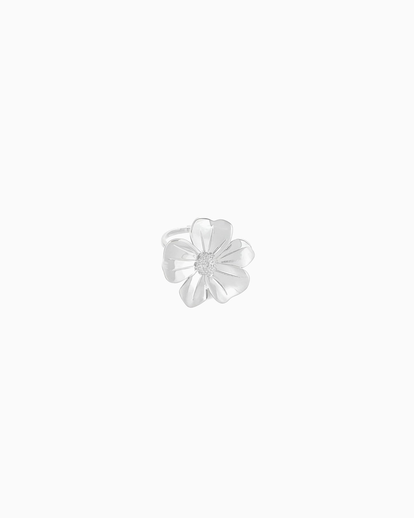 Gold flower adjustable ring with sculpted petal design