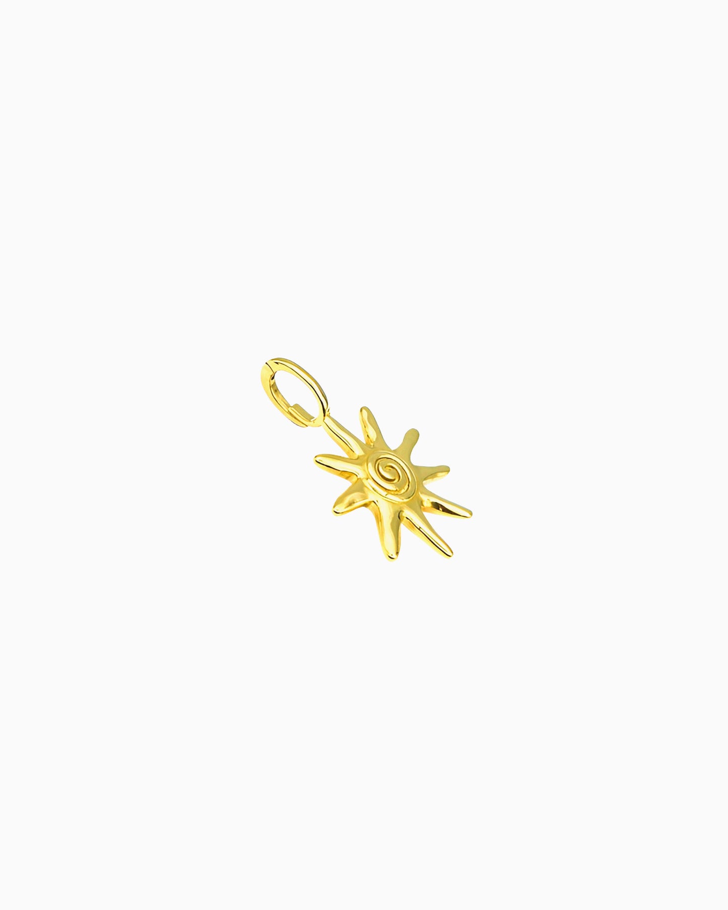gold Sunray Clip-On Charm featuring a radiant sun-inspired design with textured ray details.