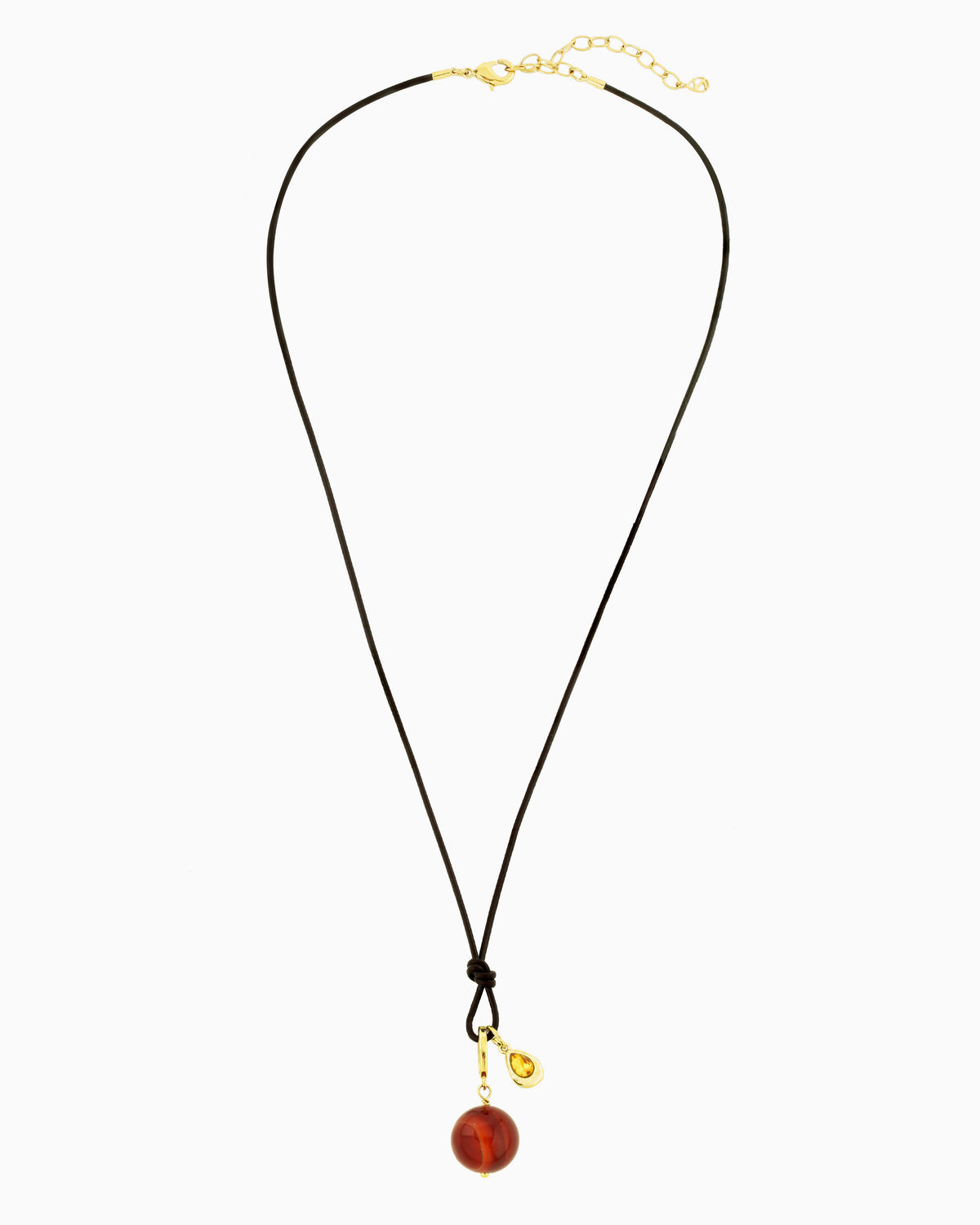 GEMSTONE CHARM CORD NECKLACE-Red Agate