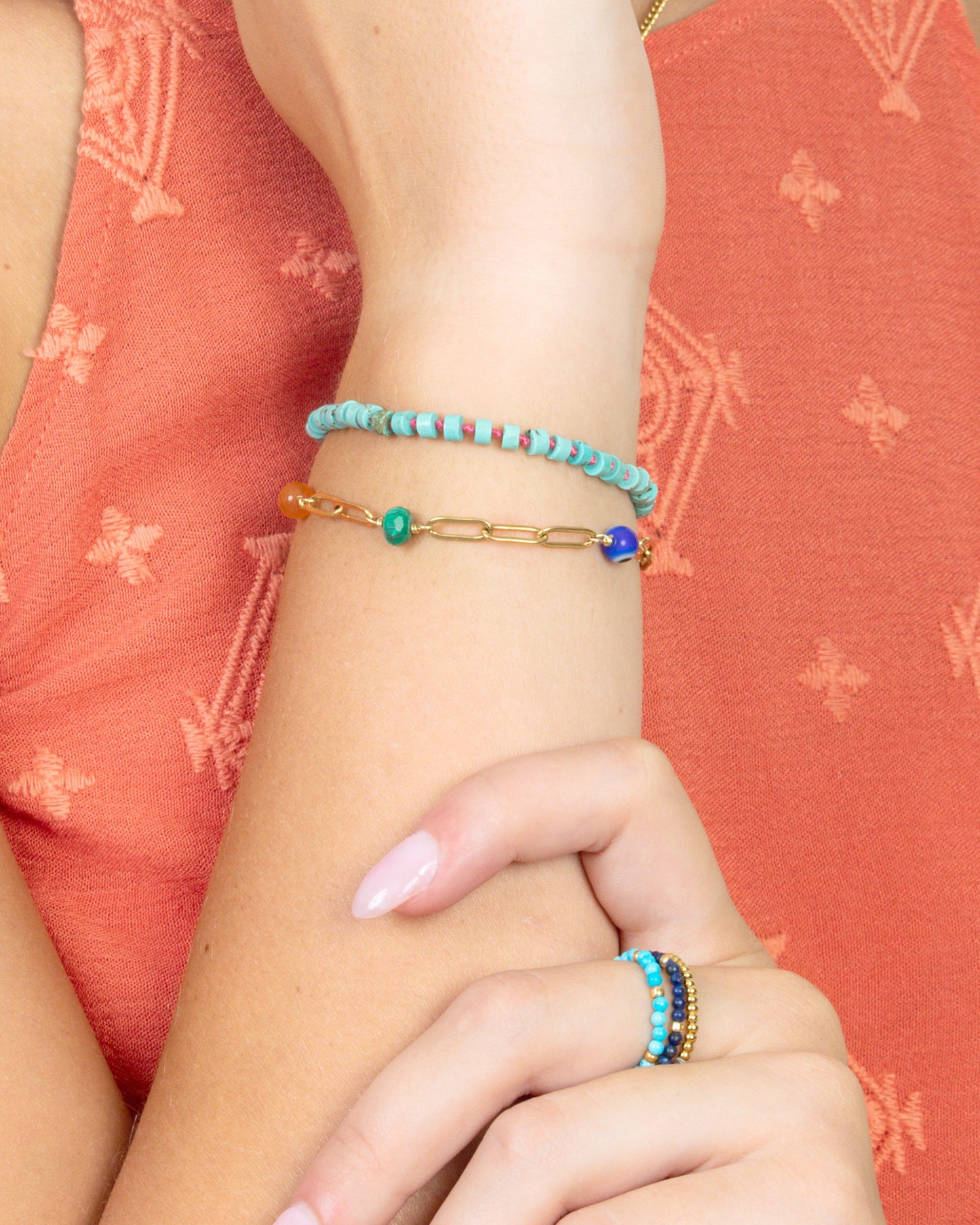 MULTI-STONE PAPERCLIP BRACELET