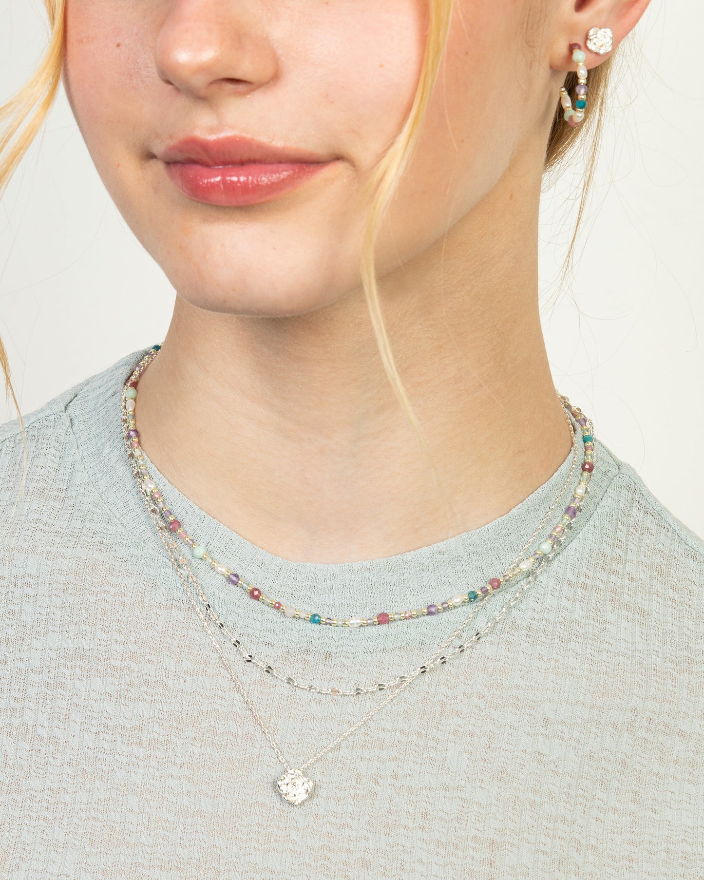 BLOSSOM GARDEN GEMSTONE HOOP EARRINGS