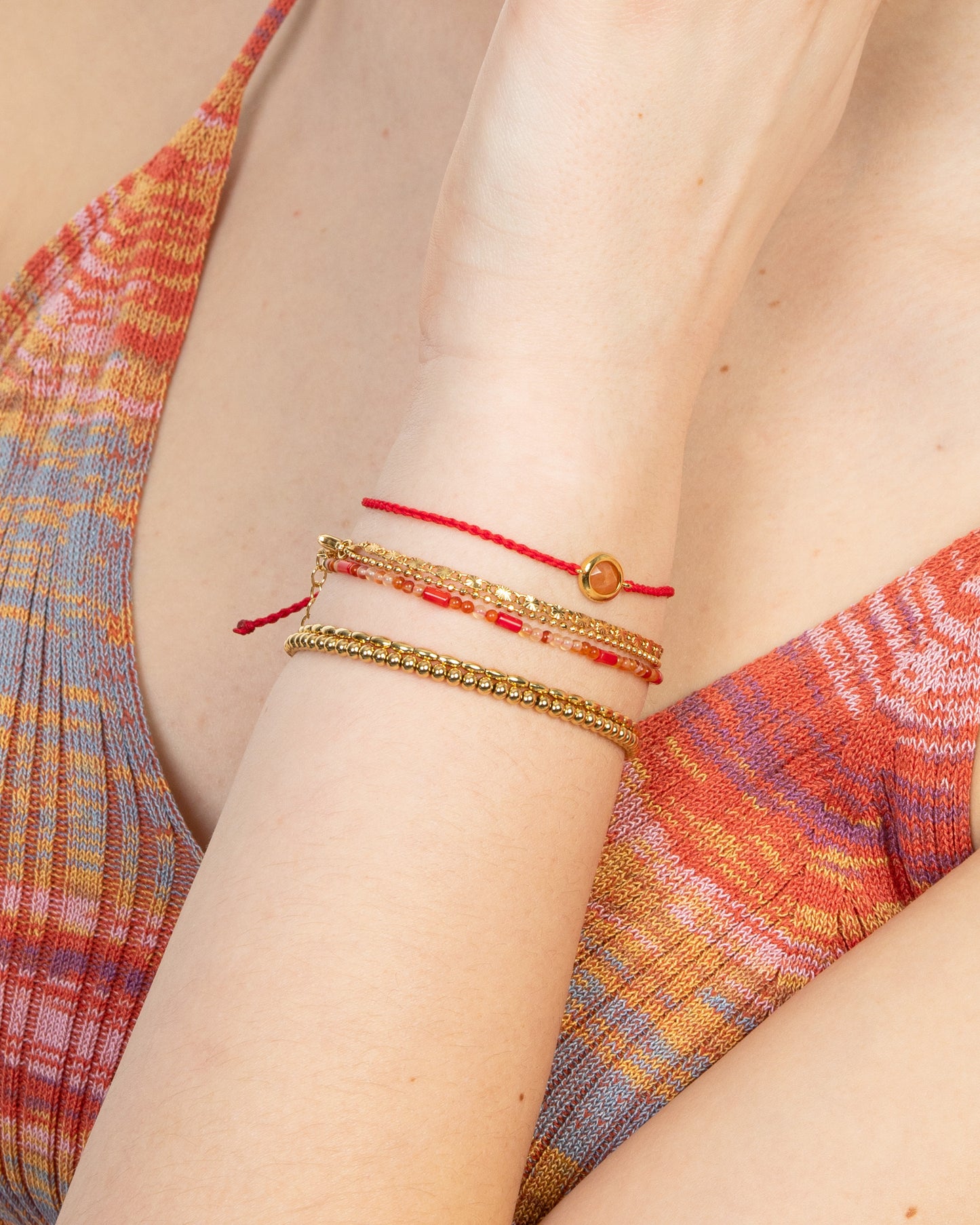 GEMSTONE CORD BRACELET-Red Aventurine
