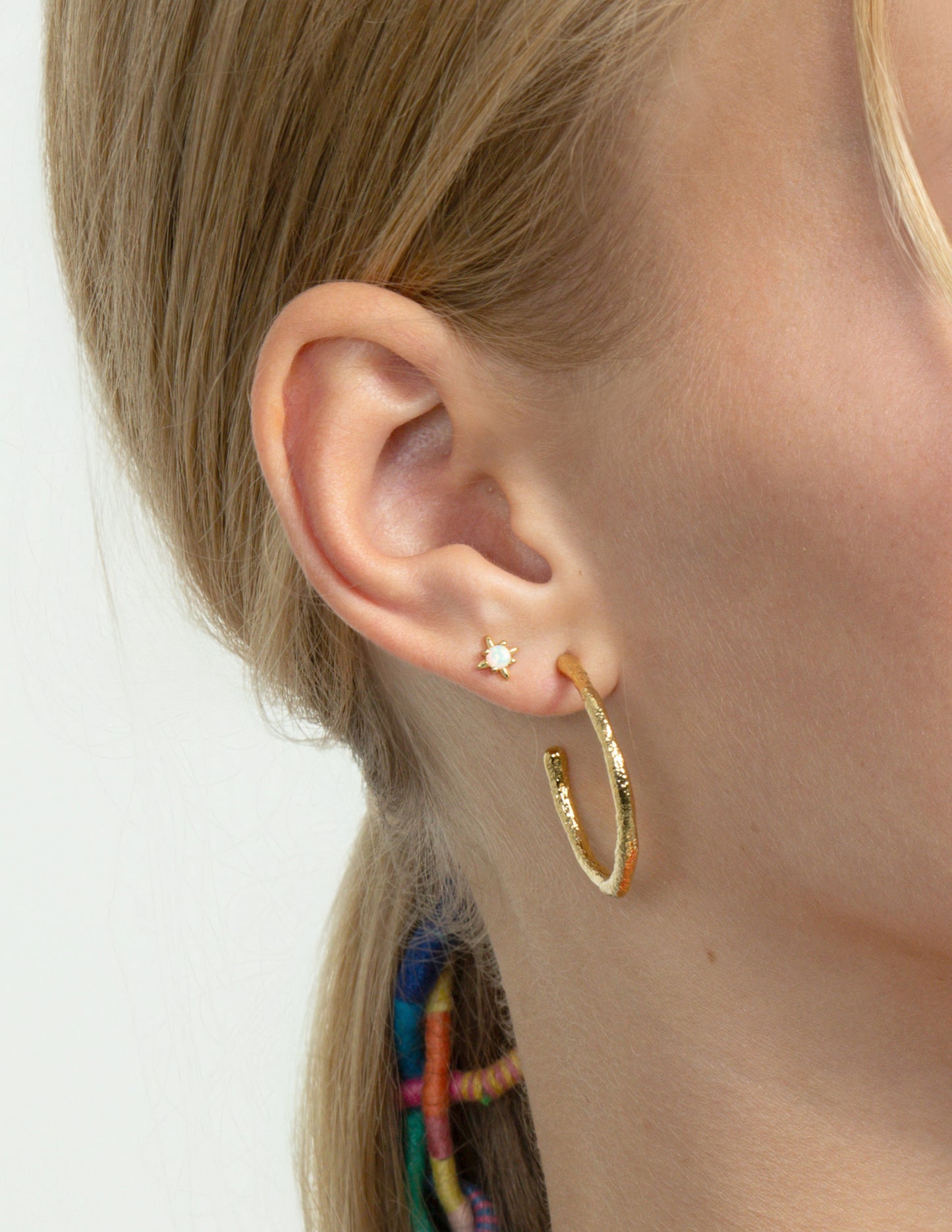 TINY STAR WHITE OPAL STUD EARRINGS