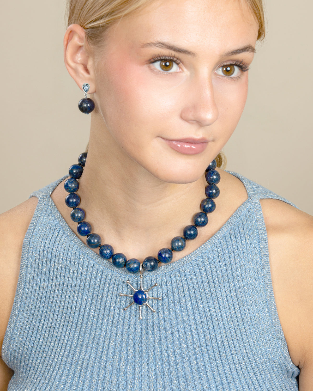 GEMSTONE DROP EARRINGS-Lapis Lazuli