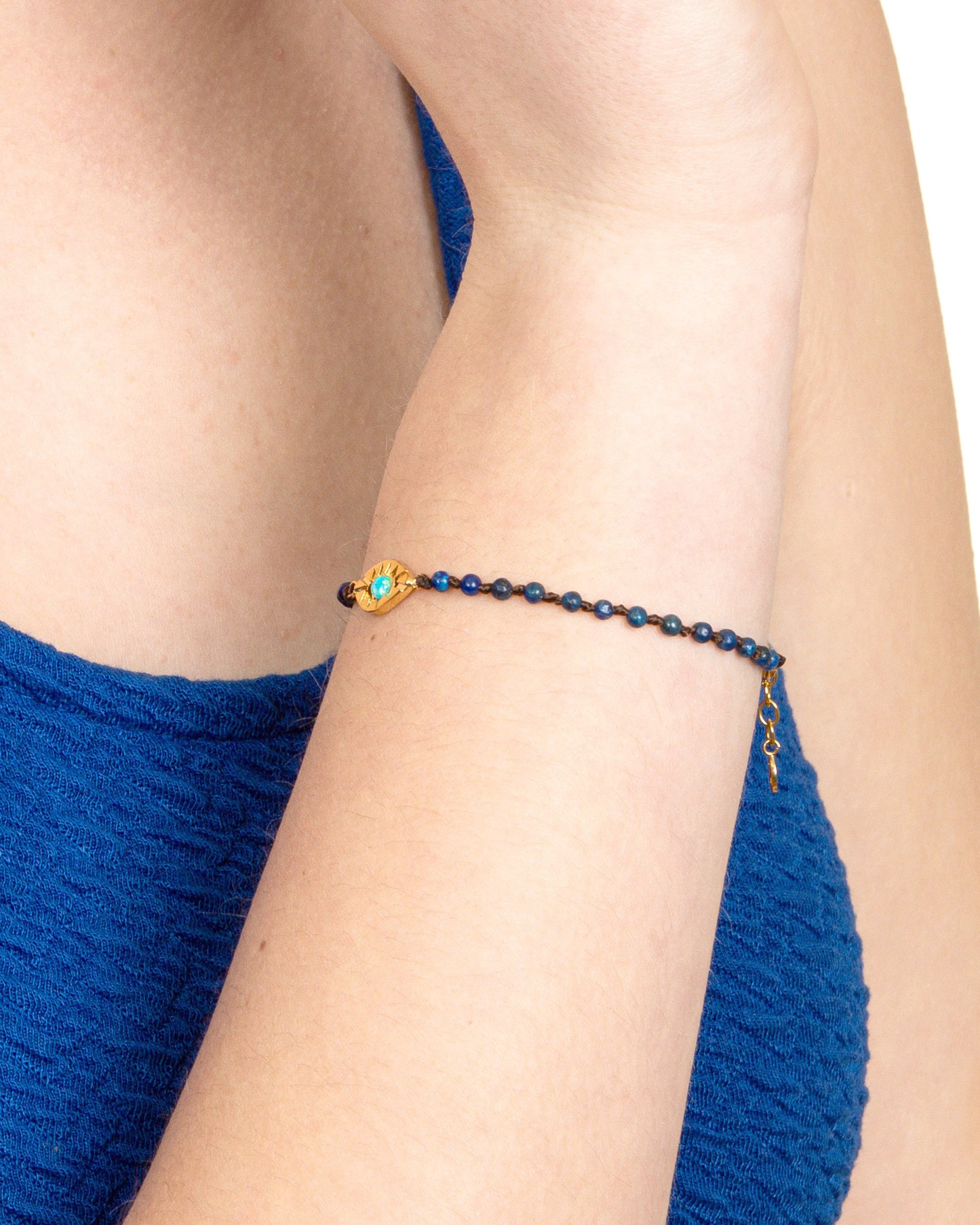 LAPIS LAZULI EVIL EYE BEADED BRACELET