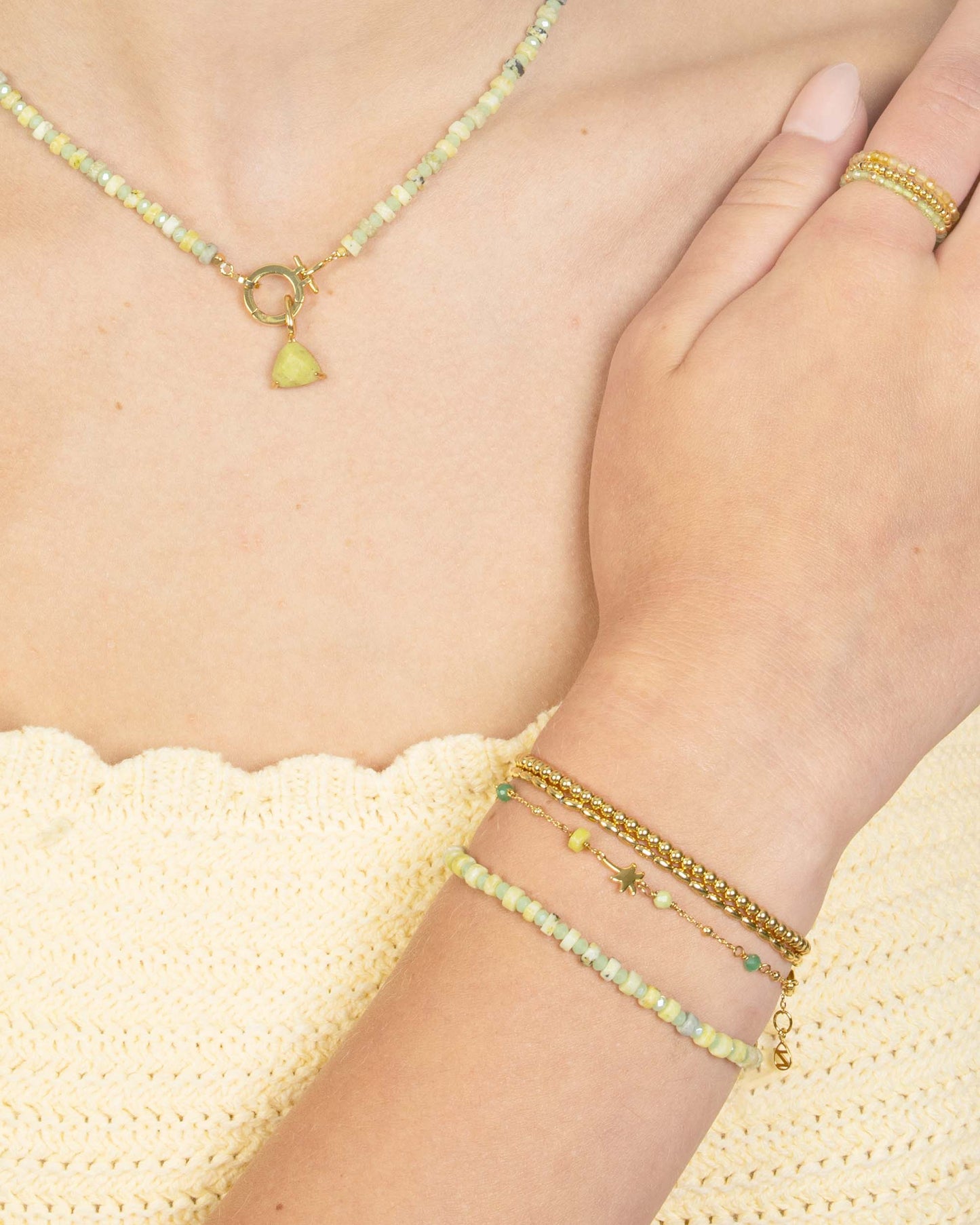 GREENERY BEADED BRACELET