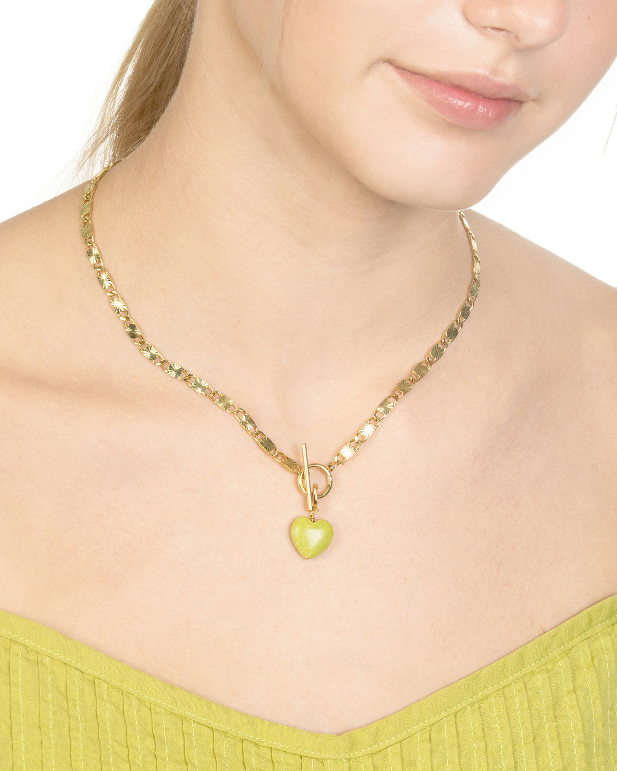 LIME JADE HEART CLIP-ON CHARM