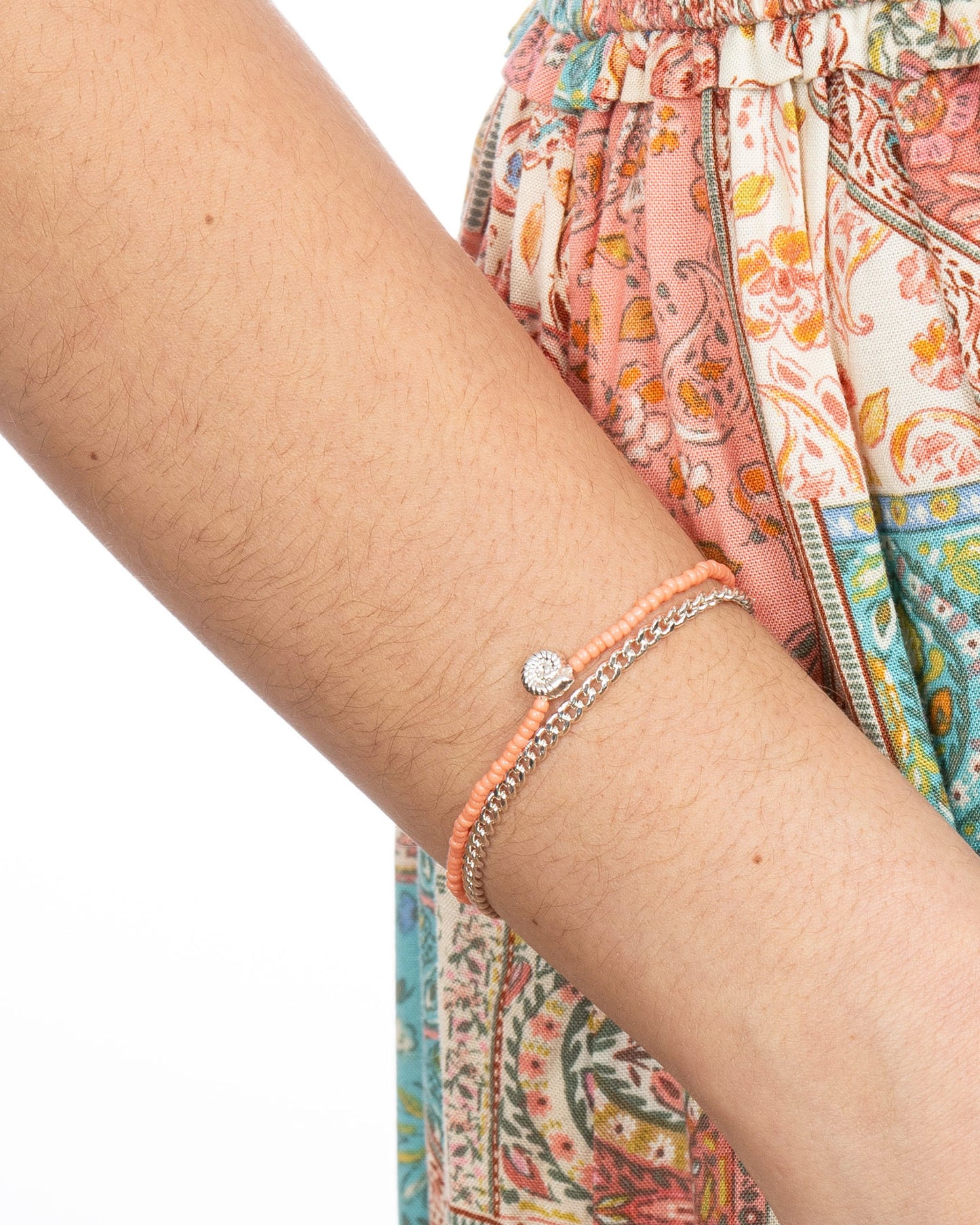 PEACH CORAL NAUTILUS BRACELET SET