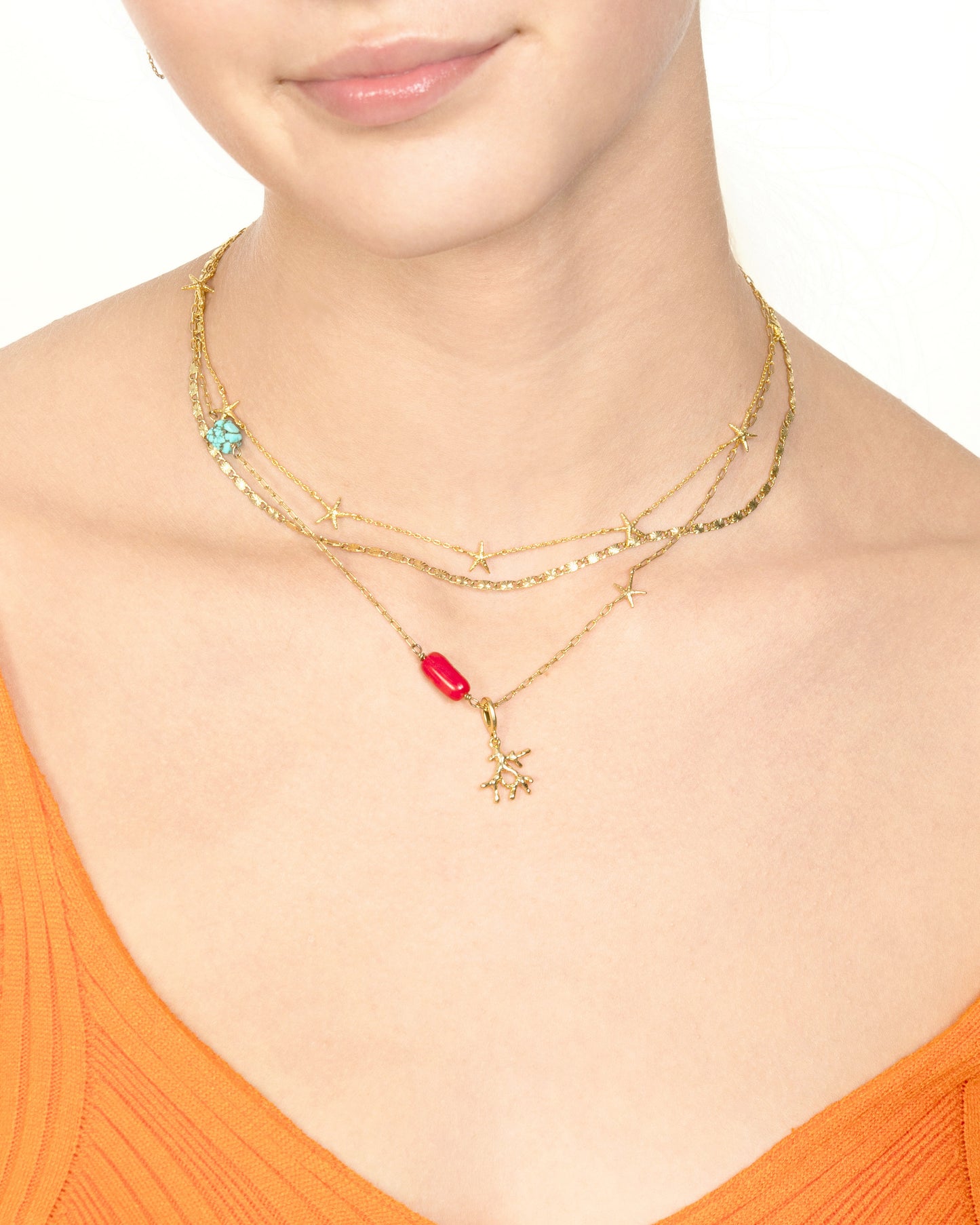 TURQUOISE & RED CORAL NECKLACE