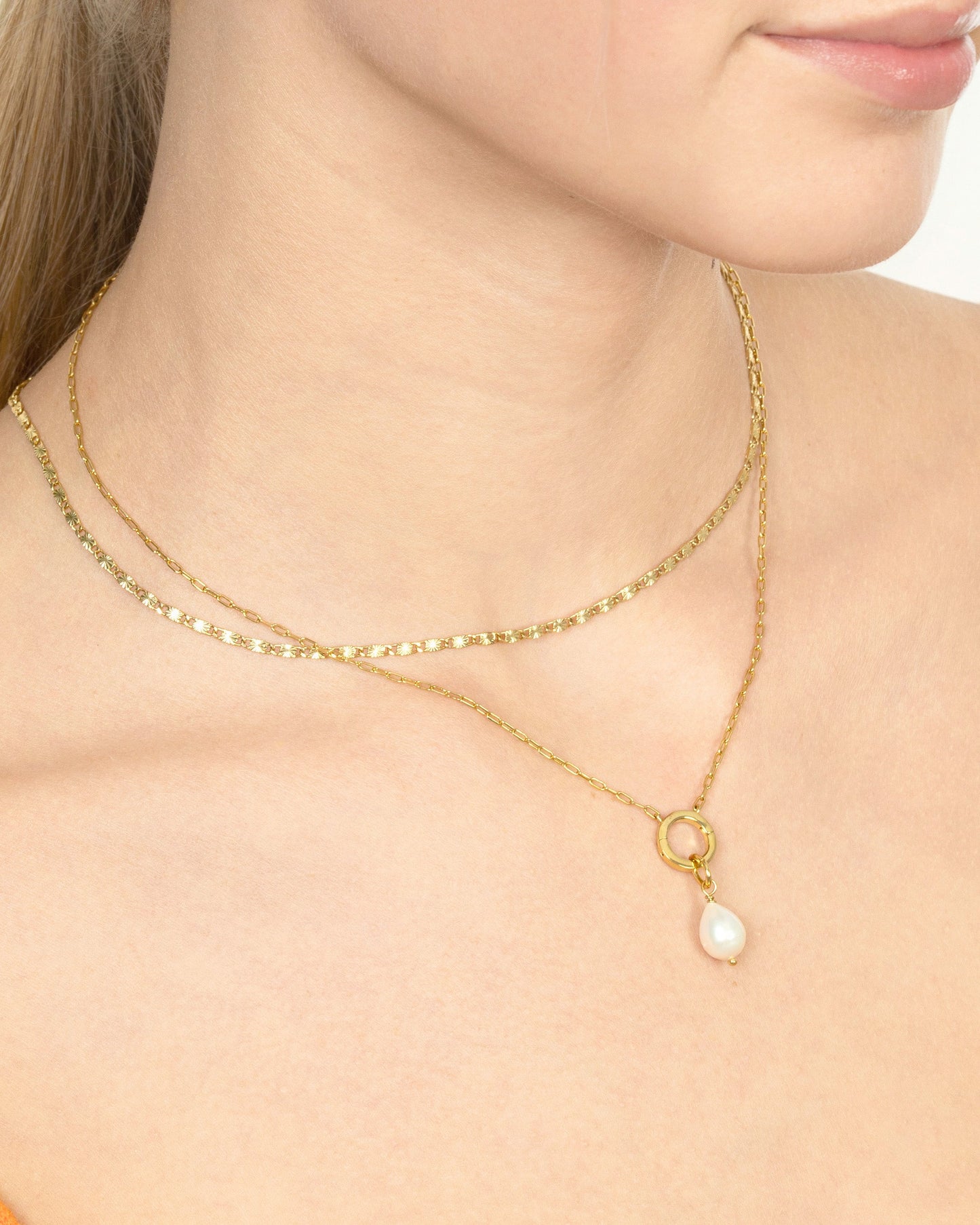 PEARL DROP HUGGIE EARRINGS