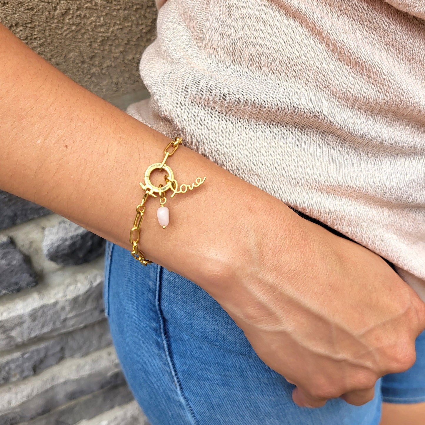 PAPERCLIP CHAIN CHARM HOLDER BRACELET