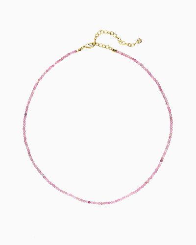 MINI PINK TOURMALINE BEADED NECKLACE