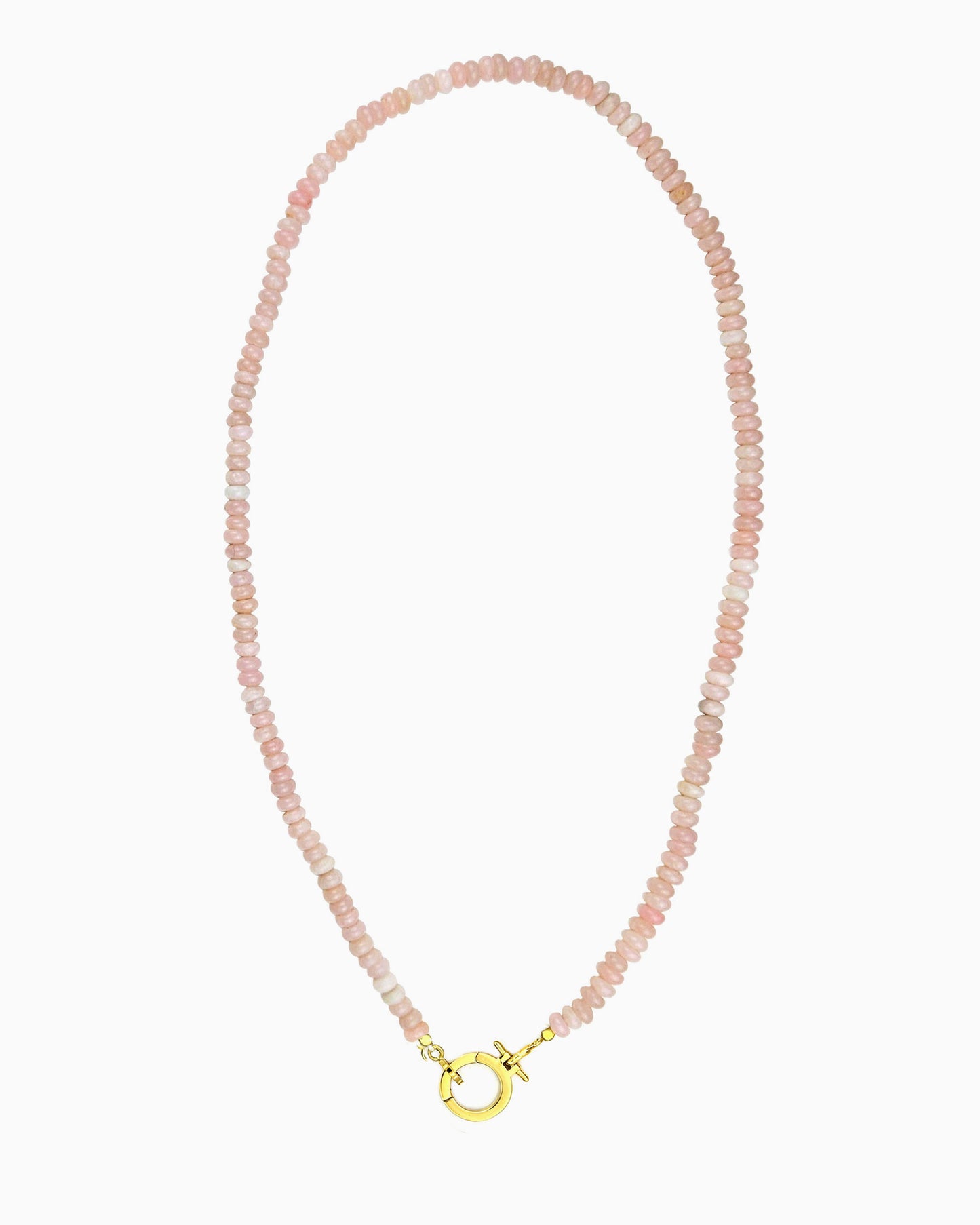 PINK OPAL BEADED CHARM HOLDER NECKLACE