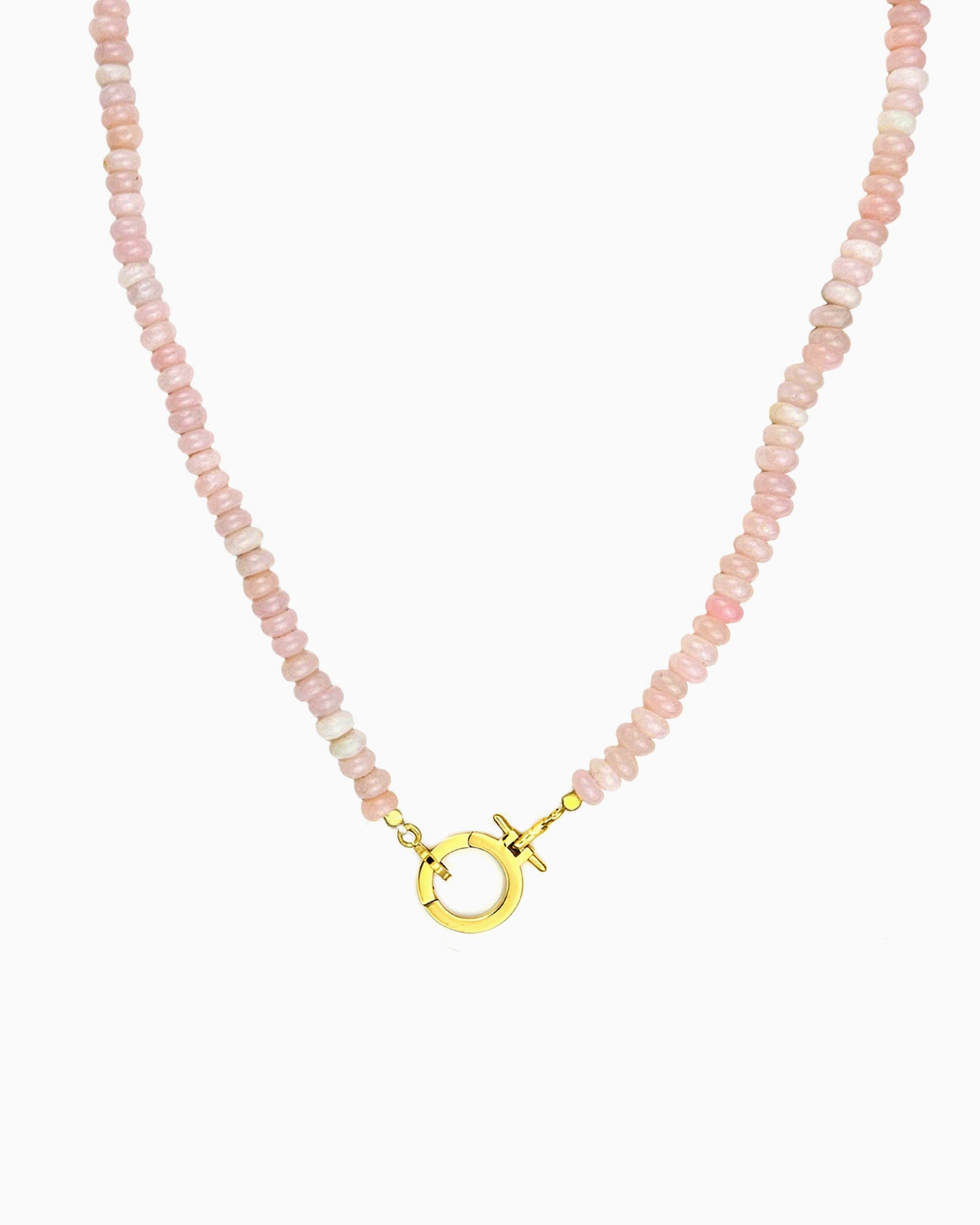 PINK OPAL BEADED CHARM HOLDER NECKLACE