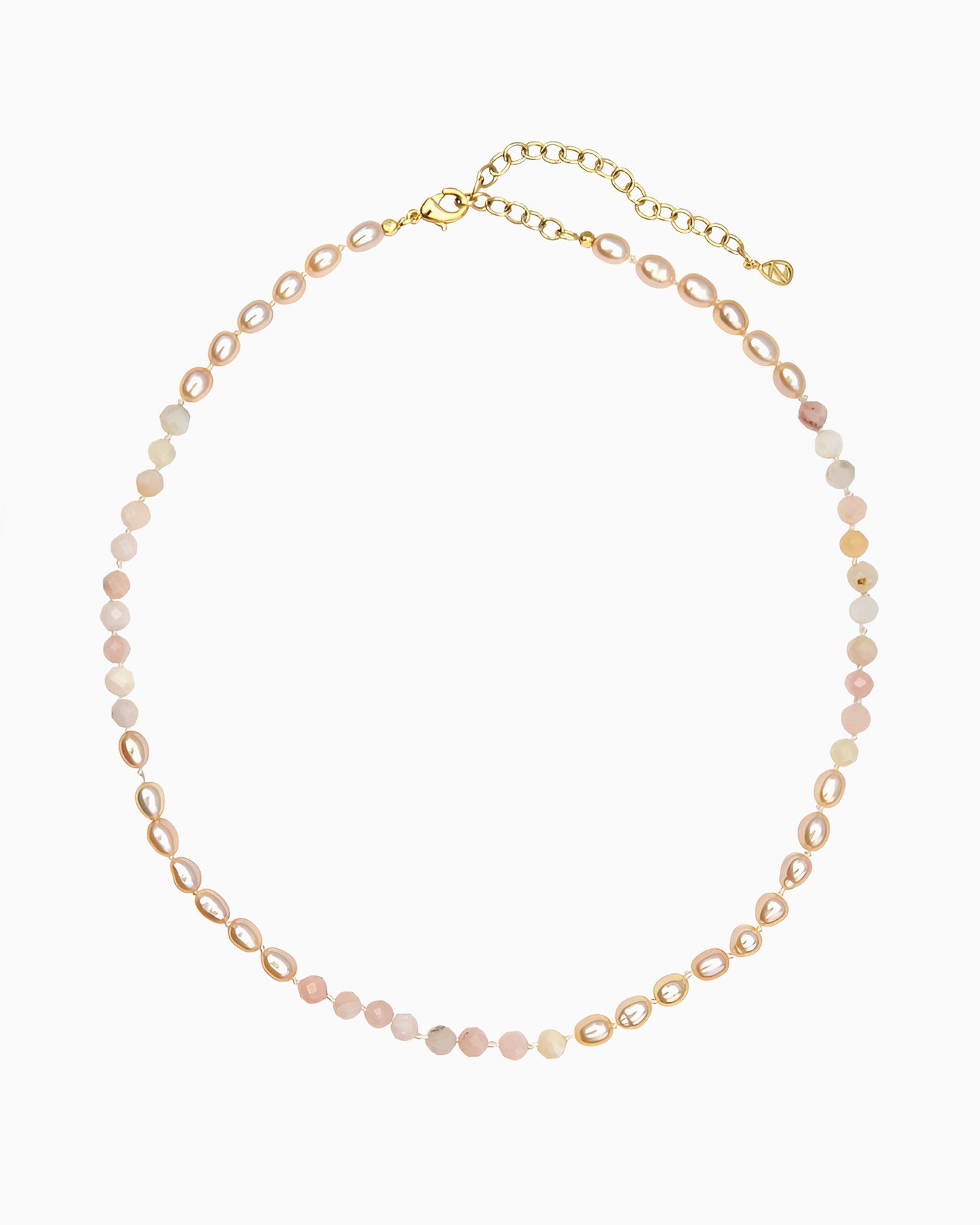 PINK OPAL & PEARL BEADED NECKLACE