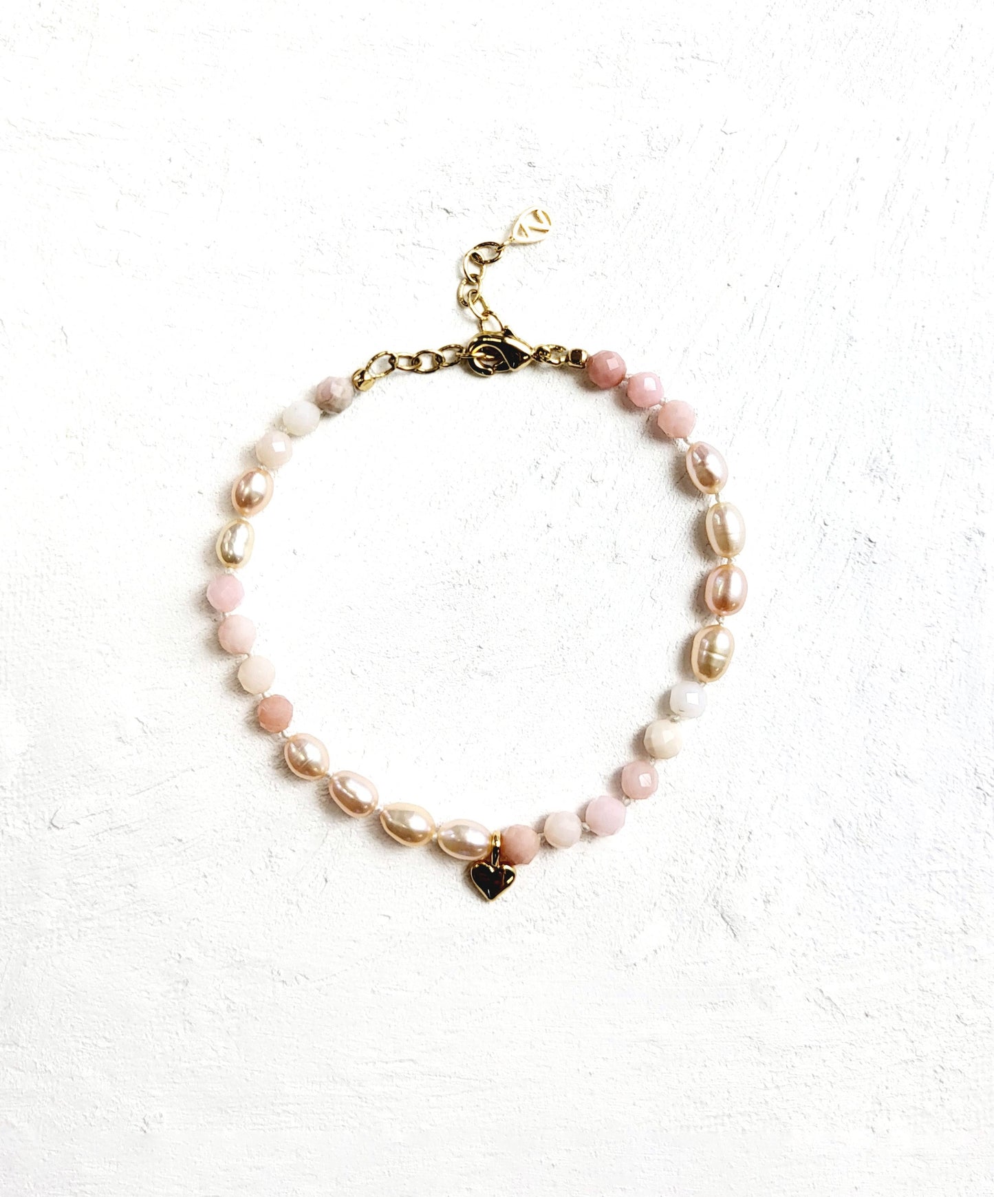 PINK OPAL & PEARLS BEADED BRACELET