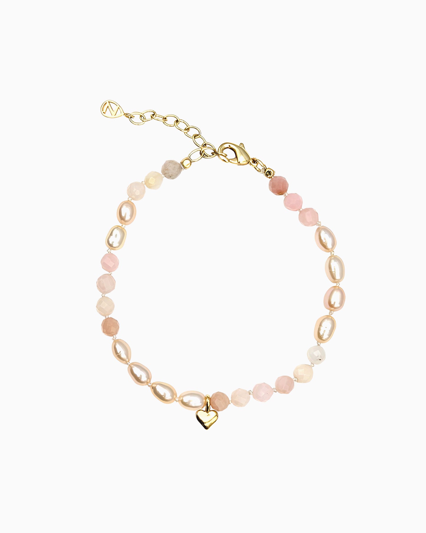 PINK OPAL & PEARLS BEADED BRACELET