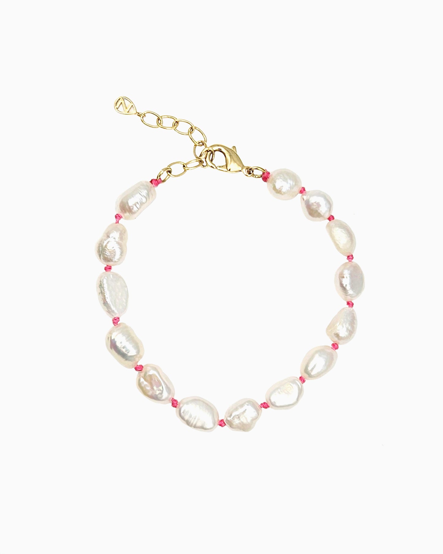 PINK THREAD FRESHWATER PEARL HAND-KNOTTED BRACELET