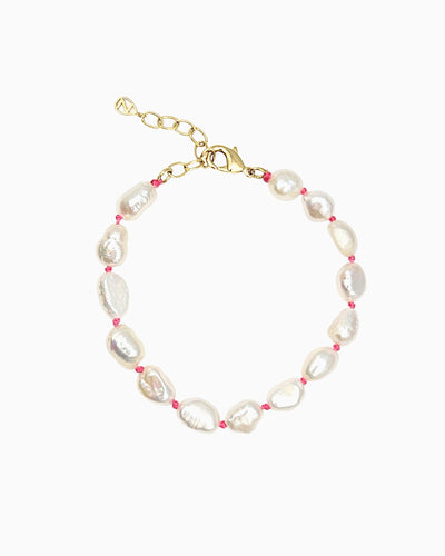 PINK THREAD FRESHWATER PEARL HAND-KNOTTED BRACELET