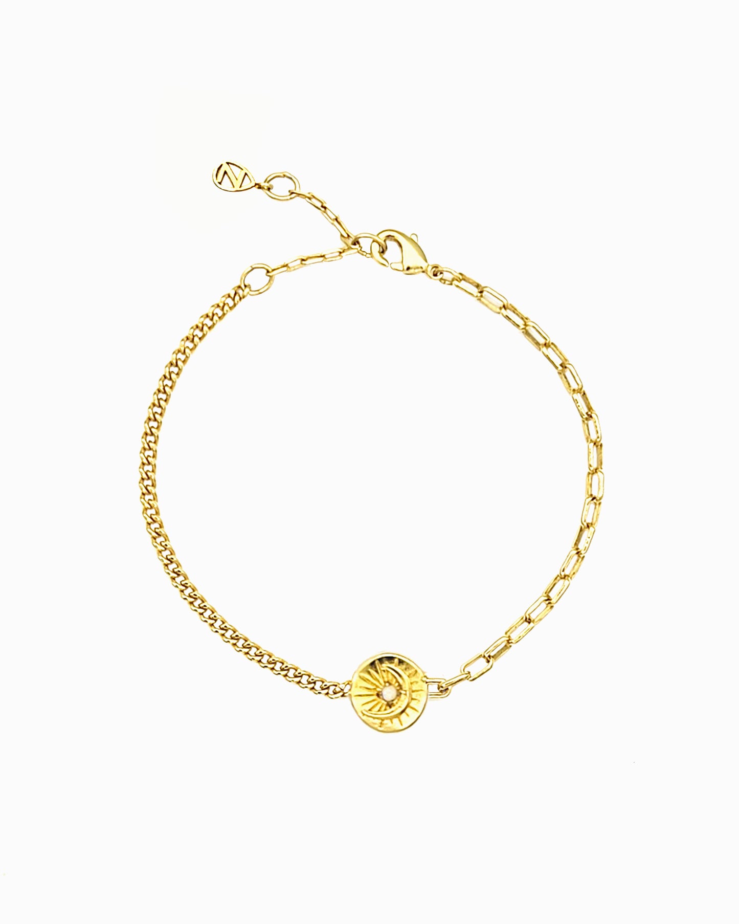 CELESTIAL COIN MIXED CHAIN BRACELET