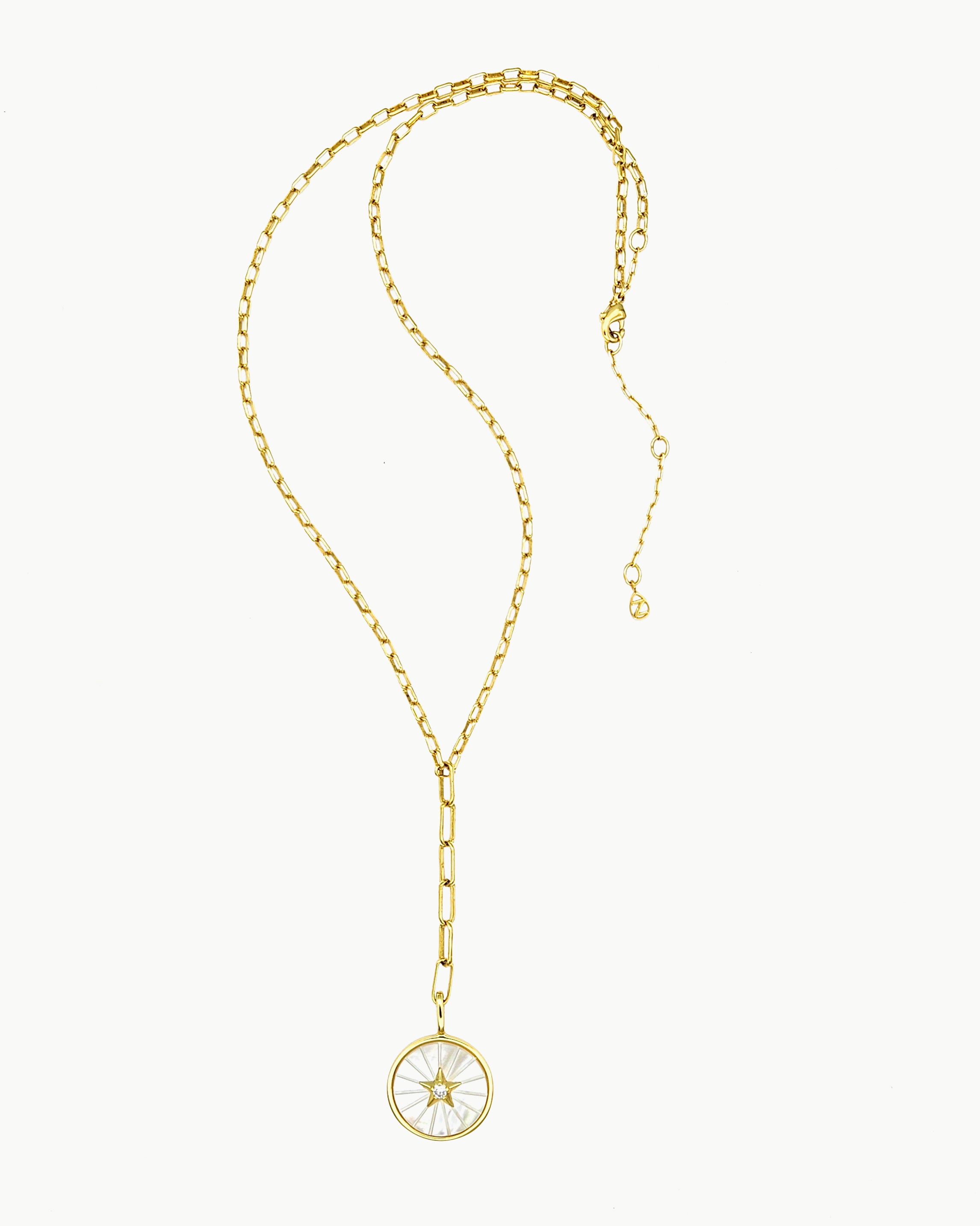 Convertible lariat necklace with Starburst Mother of Pearl charm