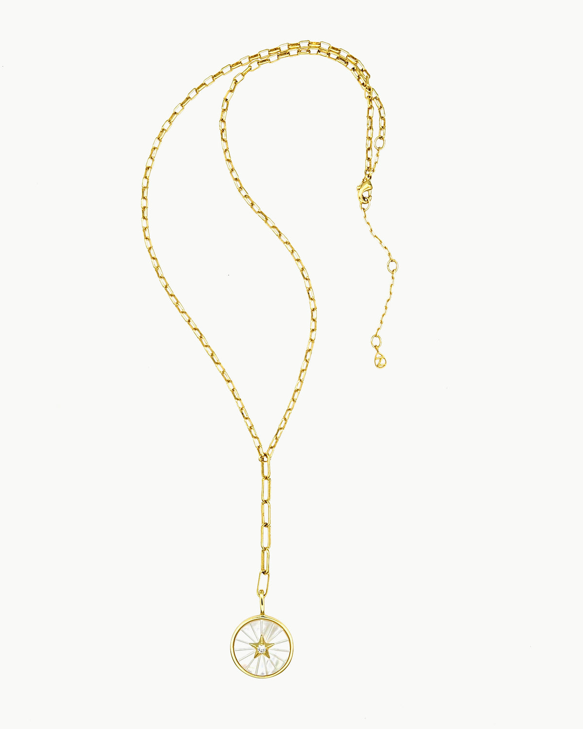 Convertible lariat necklace with Starburst Mother of Pearl charm