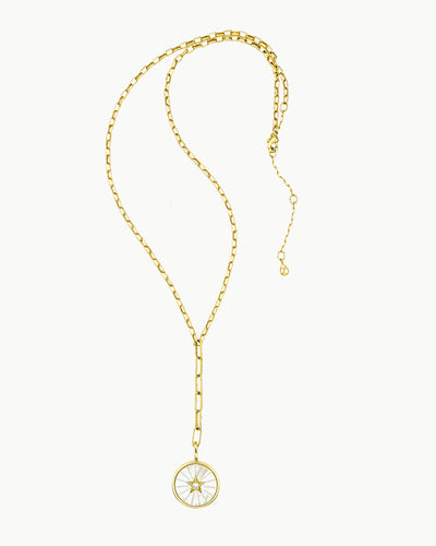 Convertible lariat necklace with Starburst Mother of Pearl charm