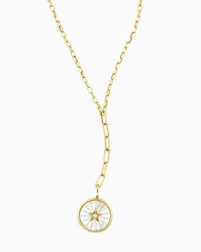 Convertible lariat necklace with Starburst Mother of Pearl charm