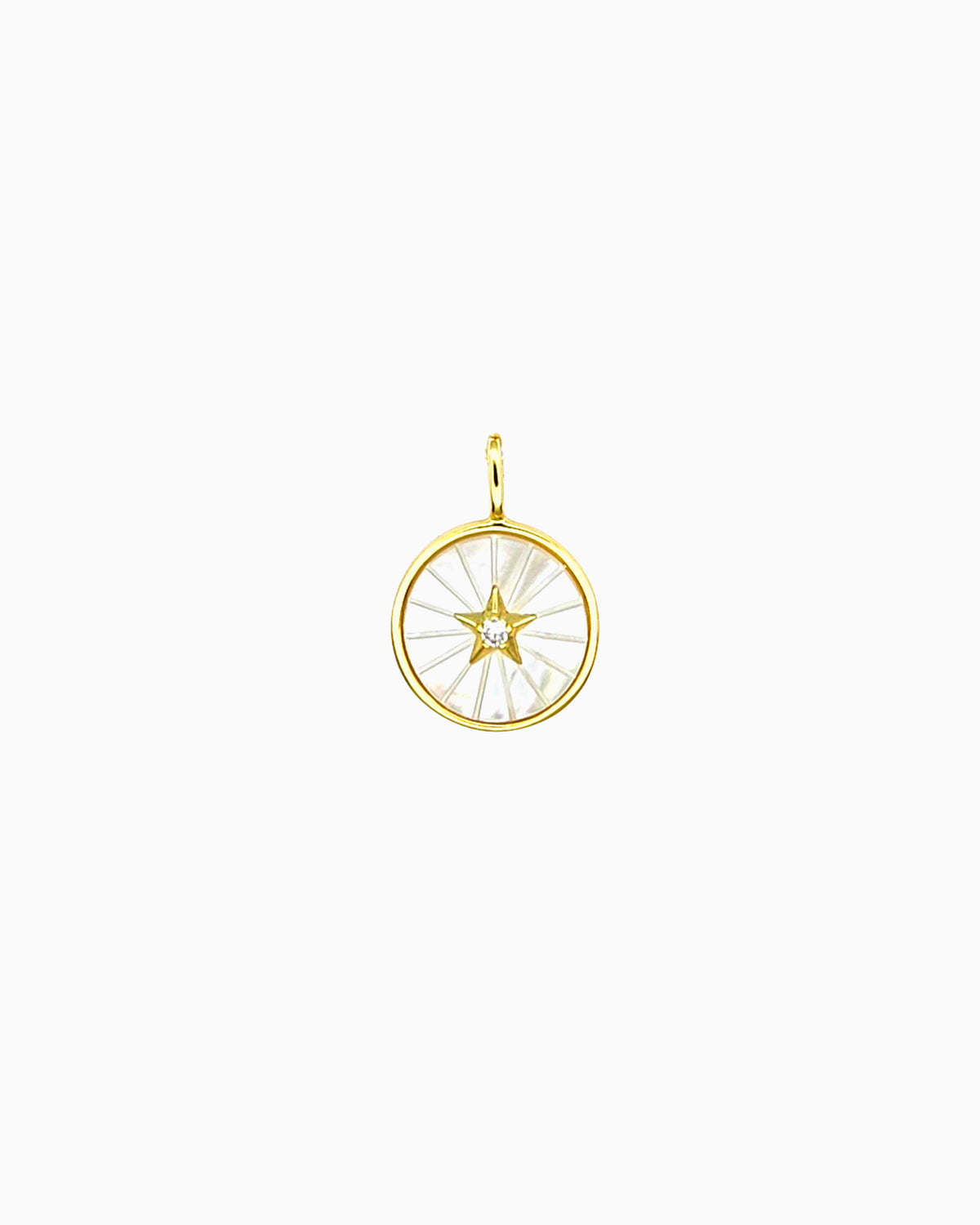 Starburst Mother of Pearl clip-on charm with a subtle center sparkle
