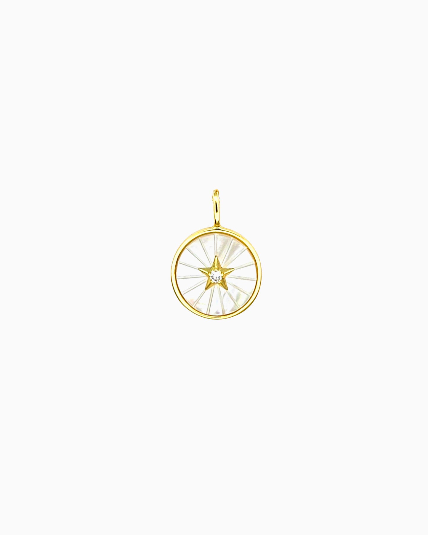 Starburst Mother of Pearl clip-on charm with a subtle center sparkle