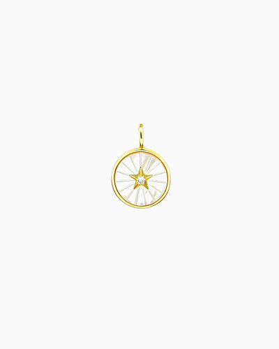 Starburst Mother of Pearl clip-on charm with a subtle center sparkle