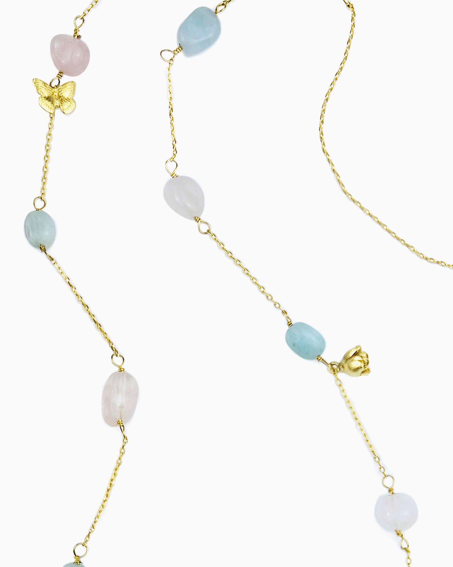 LONG ROSE GARDEN CHARM NECKLACE