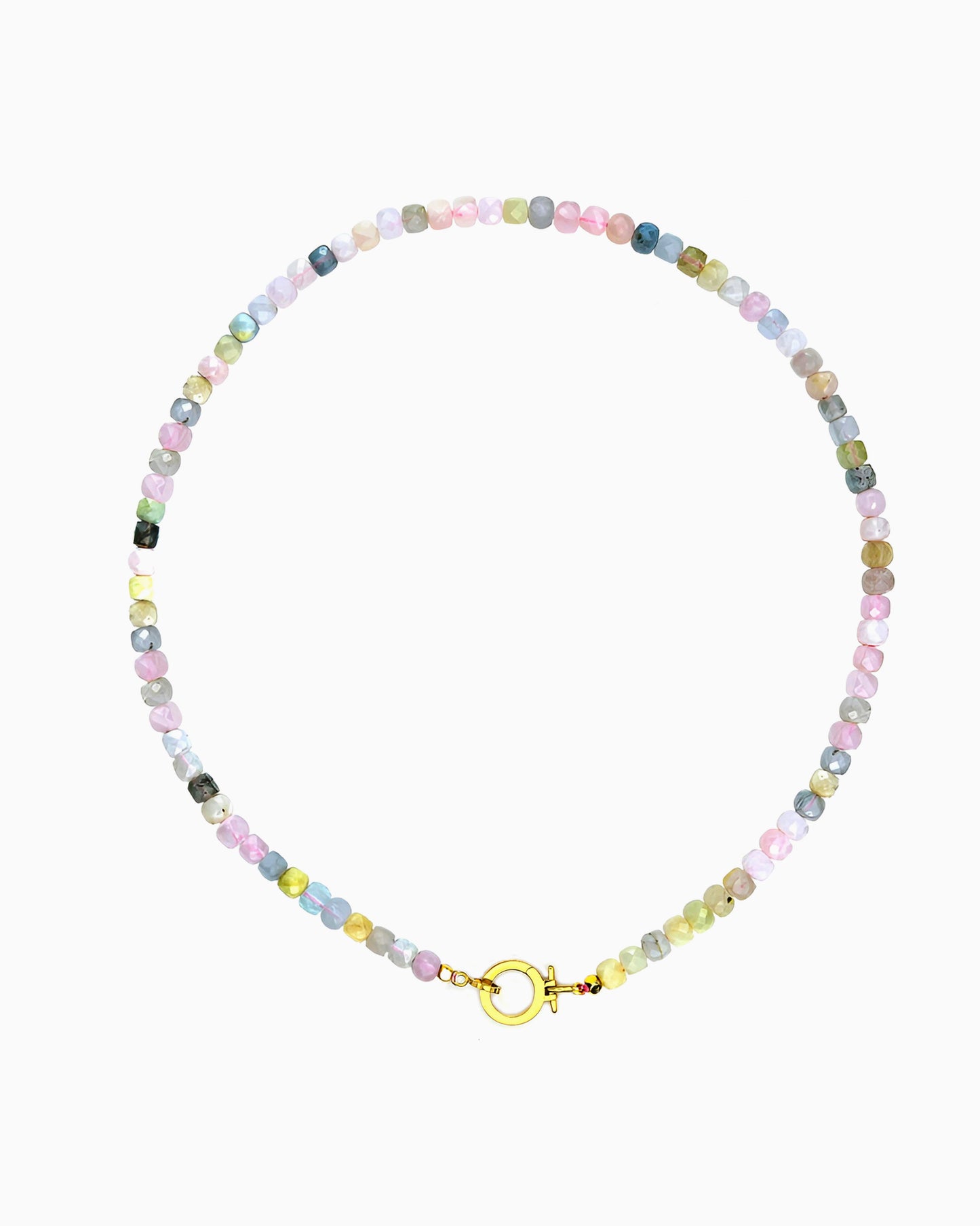 CUBED MORGANITE CHARM HOLDER NECKLACE