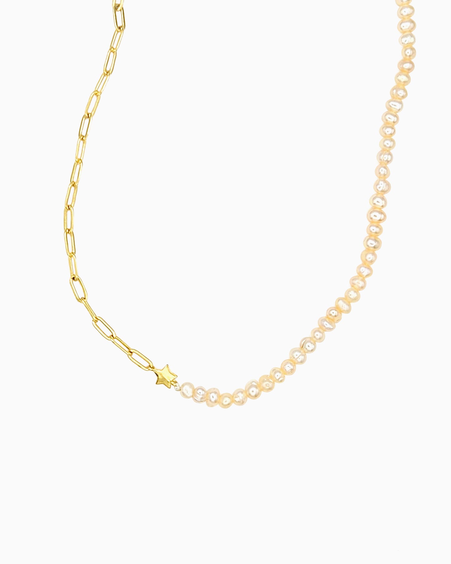 PEARL & PAPERCLIP CHAIN NECKLACE