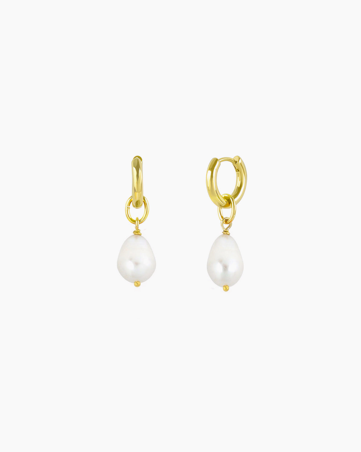 Pearl drop huggie hoop earrings with removable freshwater pearl charm