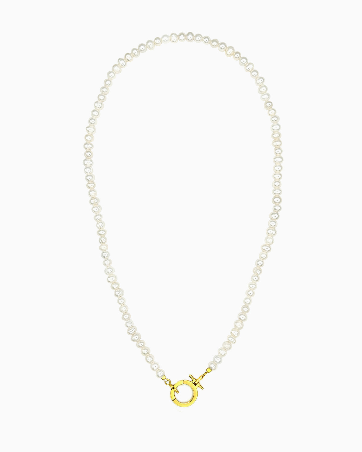 freshwater pearl charm holder necklace with front toggle ring hinged clasp
