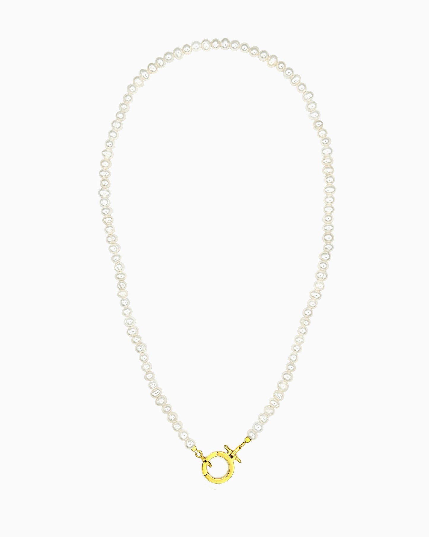 freshwater pearl charm holder necklace with front toggle ring hinged clasp
