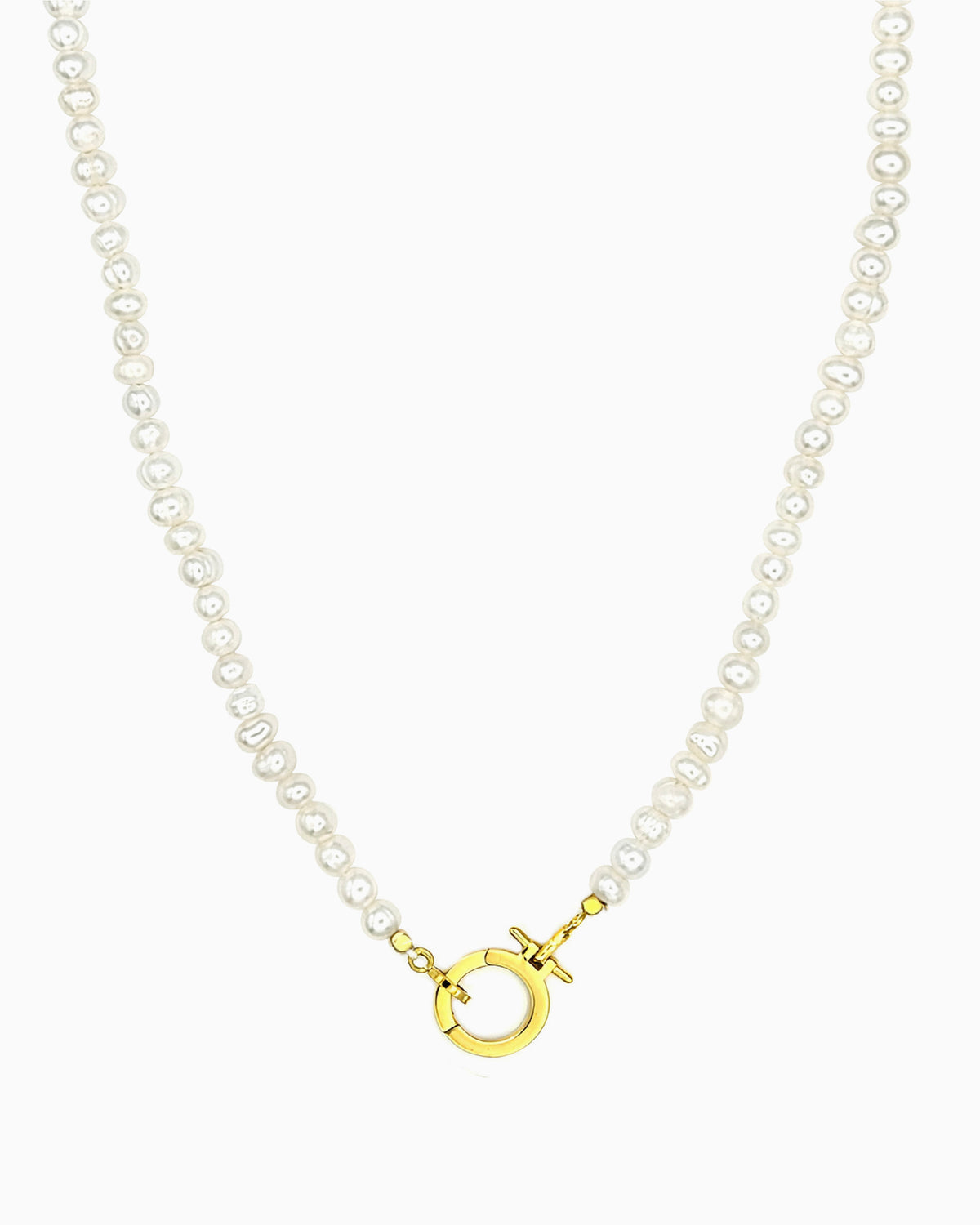 freshwater pearl charm holder necklace with front toggle ring hinged clasp