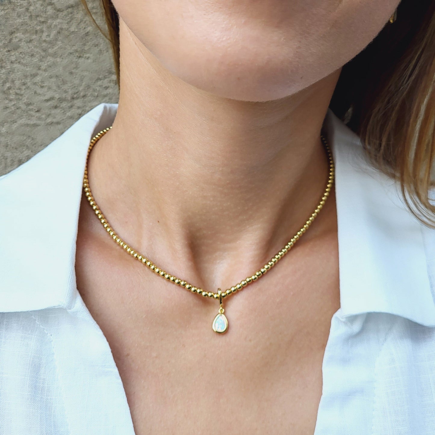 WHITE OPAL TEARDROP CLIP-ON CHARM