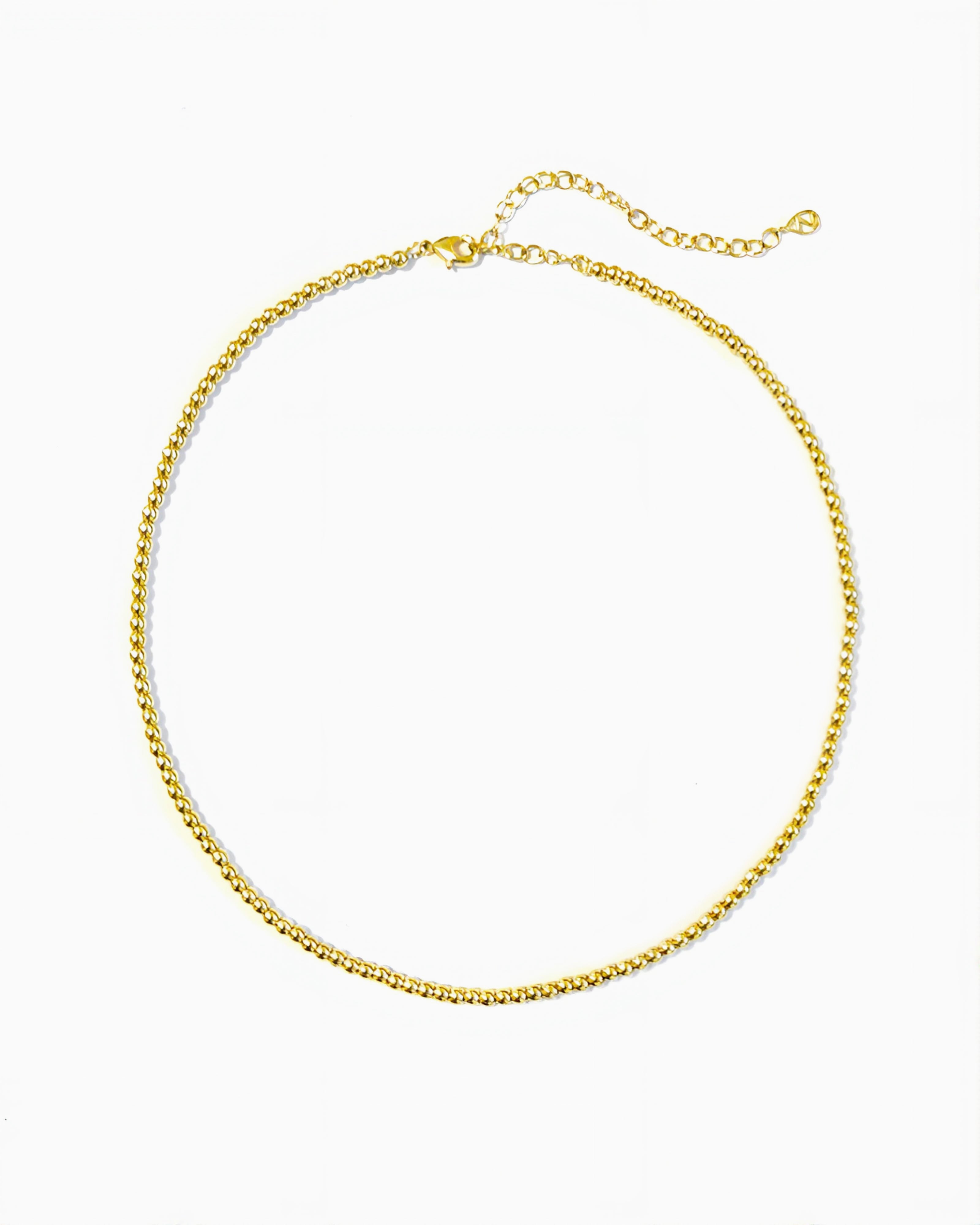 Classic Gold Beaded Necklace with polished round beads and an adjustable extender chain